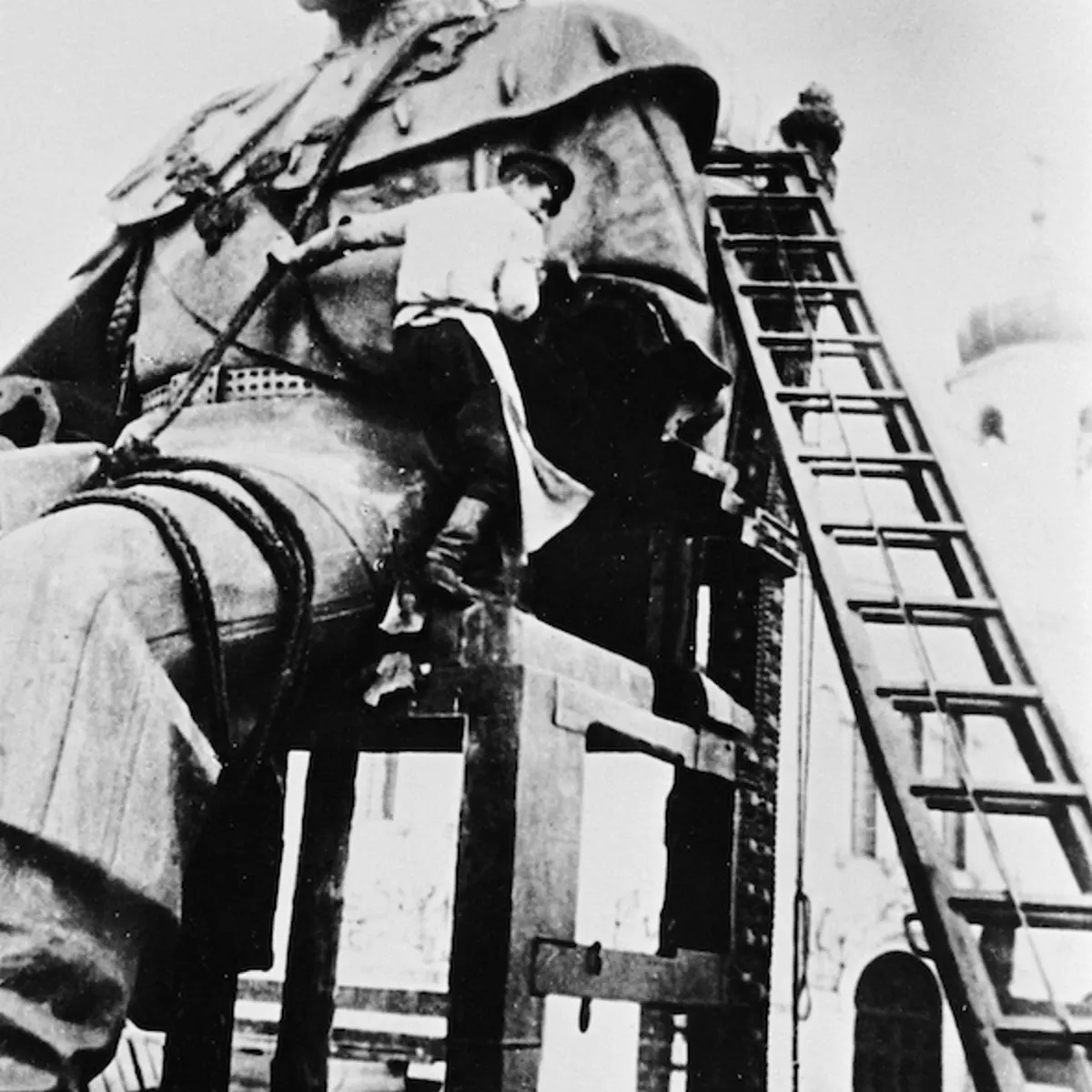 Russian Revolution. Monument od Tsar Alexander III being dismantled. October 1917.