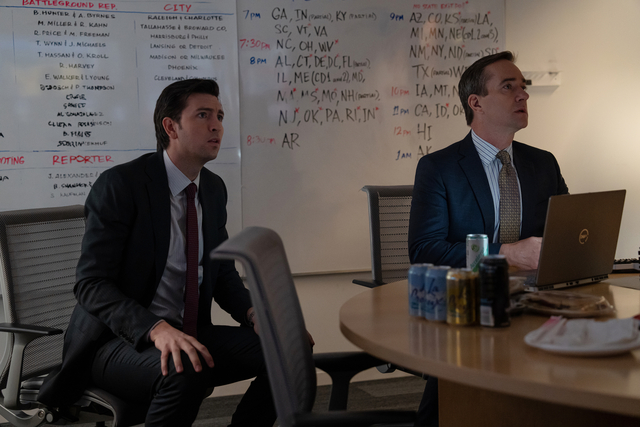 Nicholas Braun and Matthew Macfadyen in <i>Succession</i> season 4, episode 8 "America Decides"