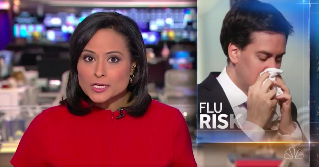 Ed Miliband is pictured sneezing on NBC Nightly News, Dec. 18. 