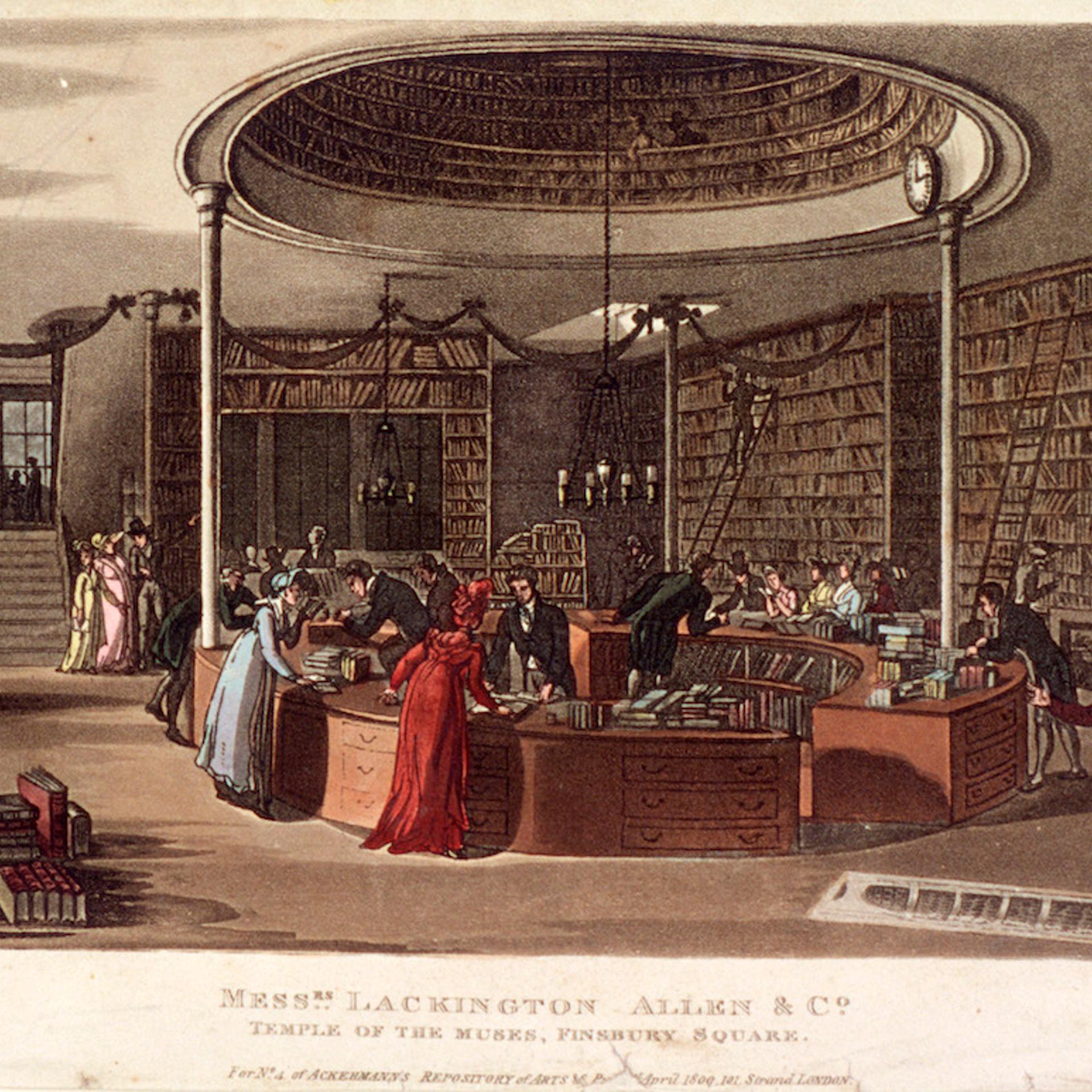 Interior view of the Temple of the Muses bookshop, Finsbury, London, 1809. Artist: Anon