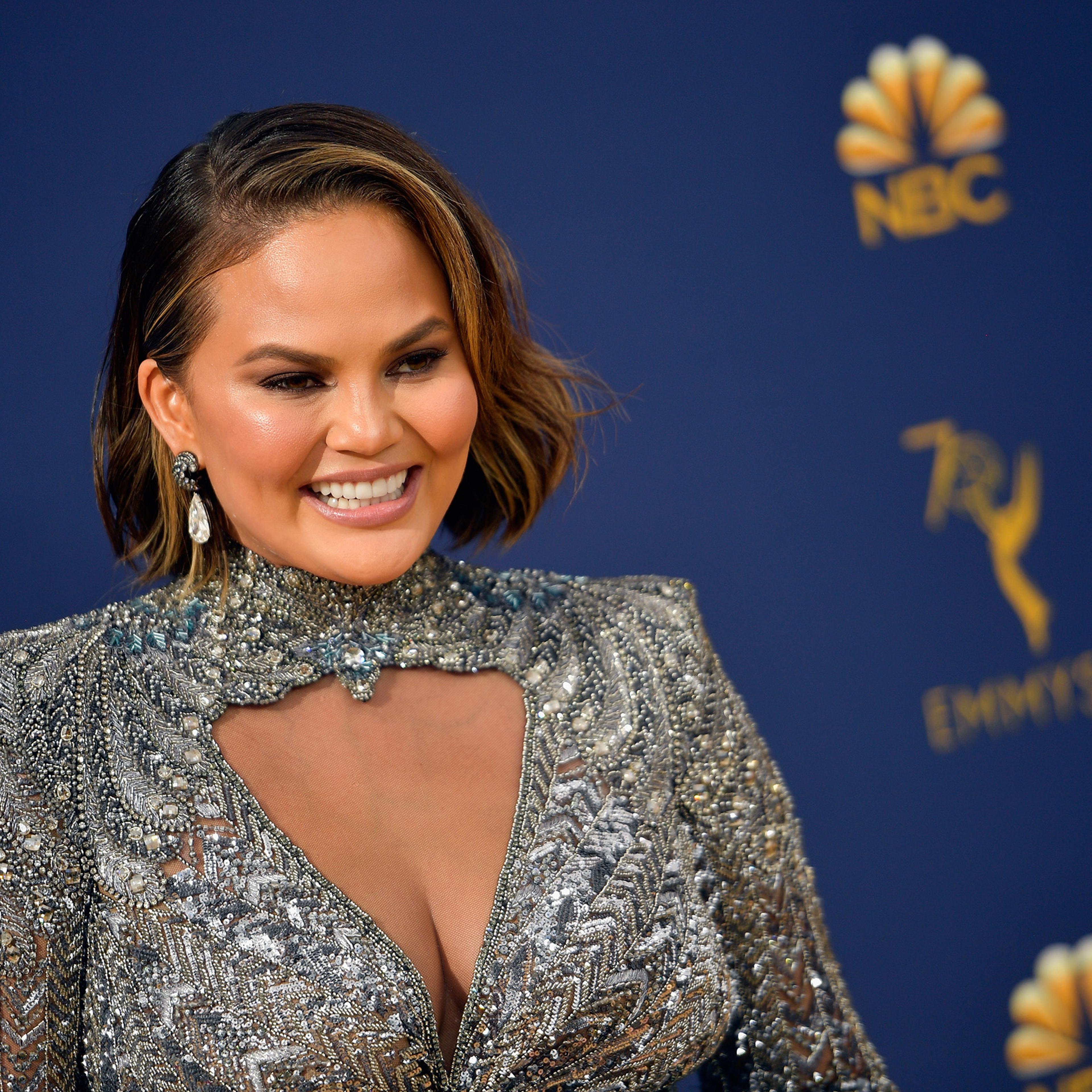 Chrissy Teigen attends the 70th Emmy Awards at Microsoft Theater on Sept. 17, 2018 in Los Angeles.