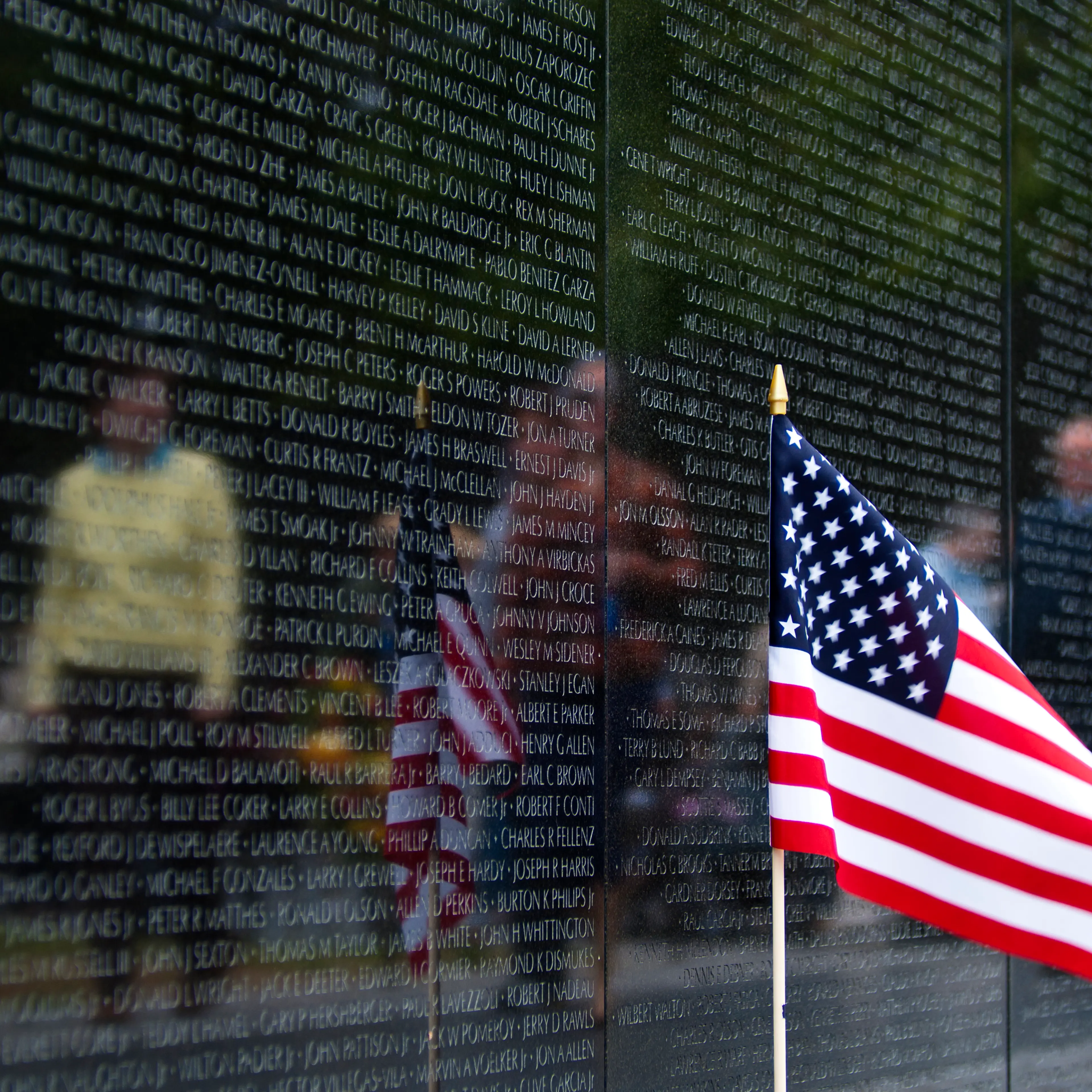 American flag Vietnam Veterans Memorial