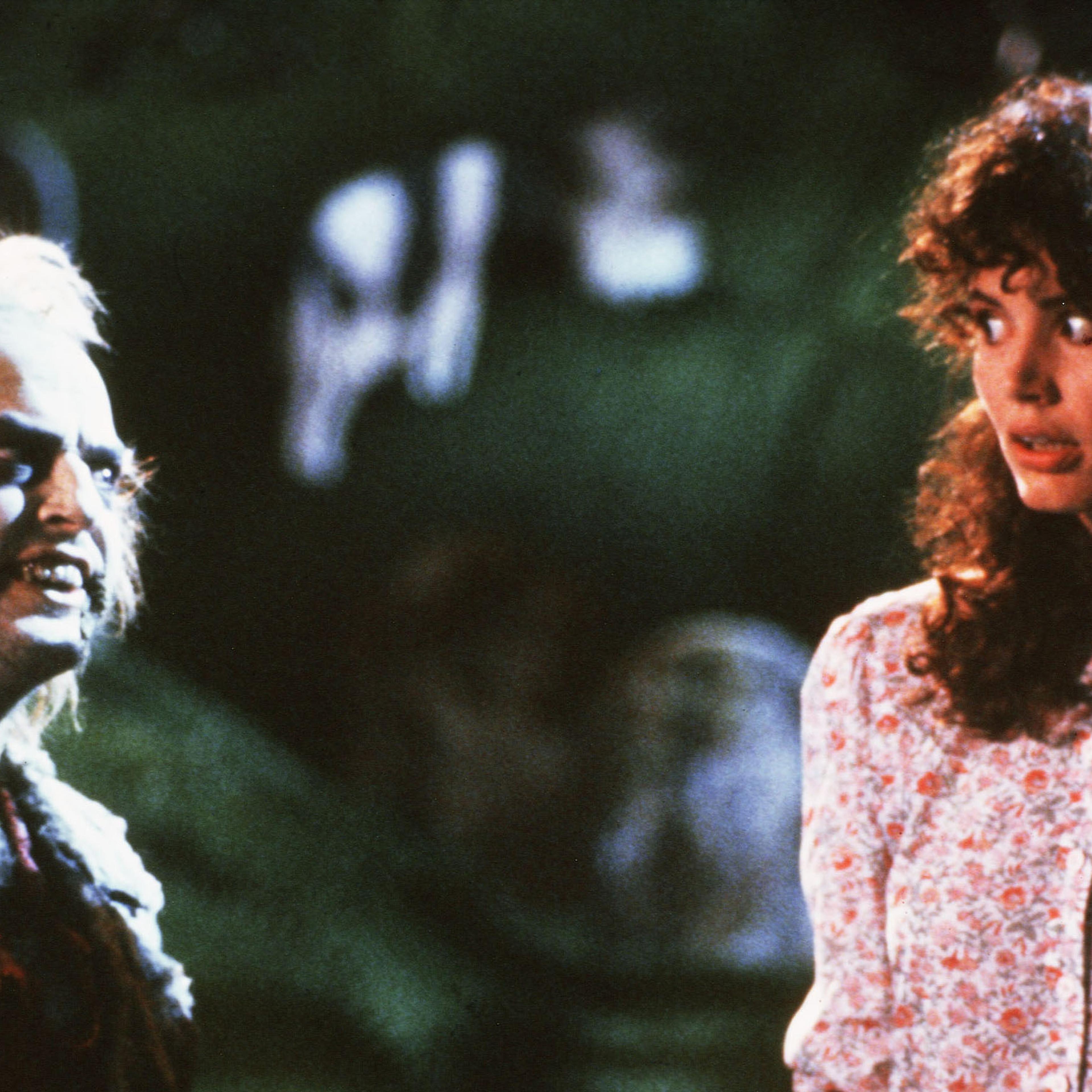 From left: Michael Keaton, Geena Davis, and Alex Baldwin in Beetlejuice.