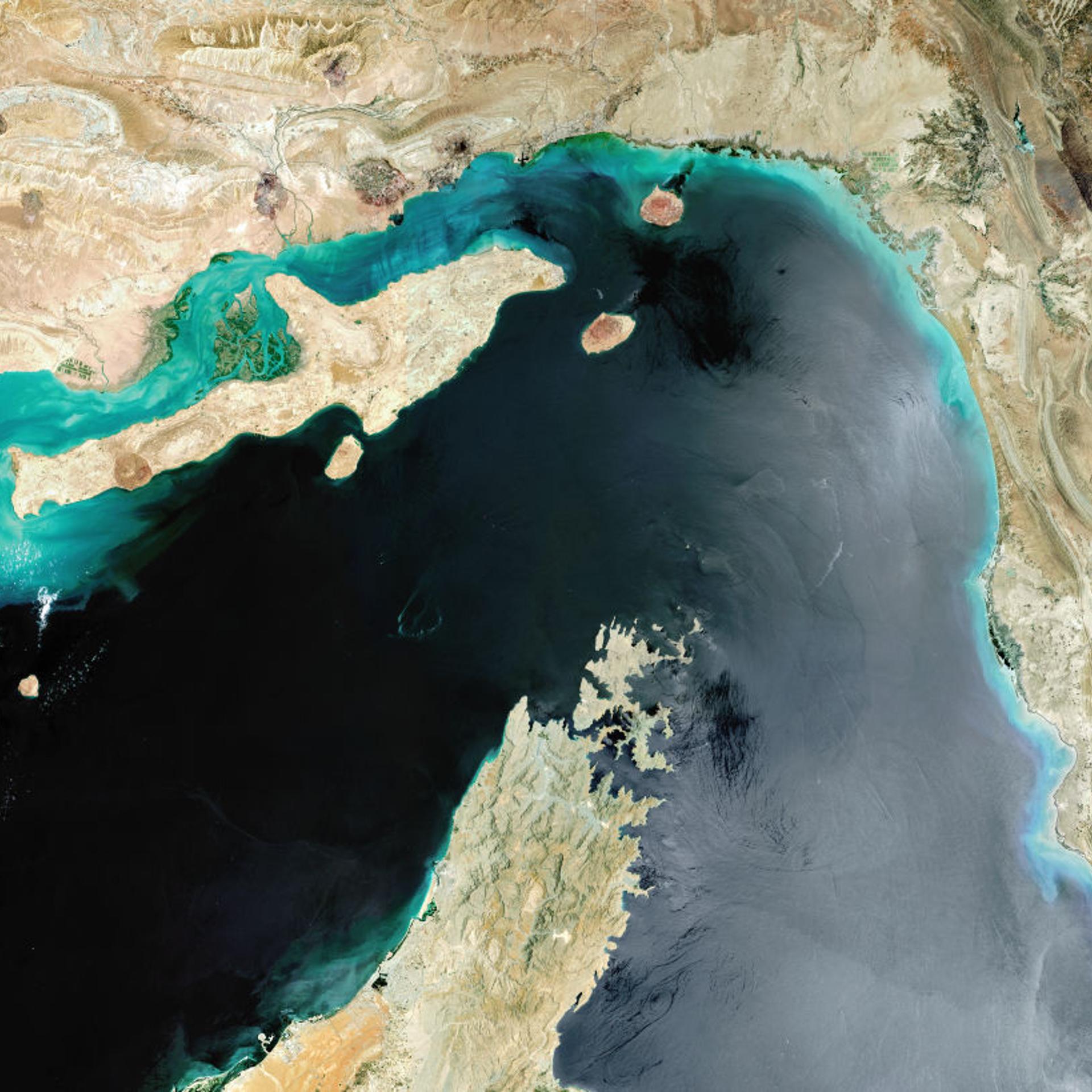Satellite view of Strait of Hormuz