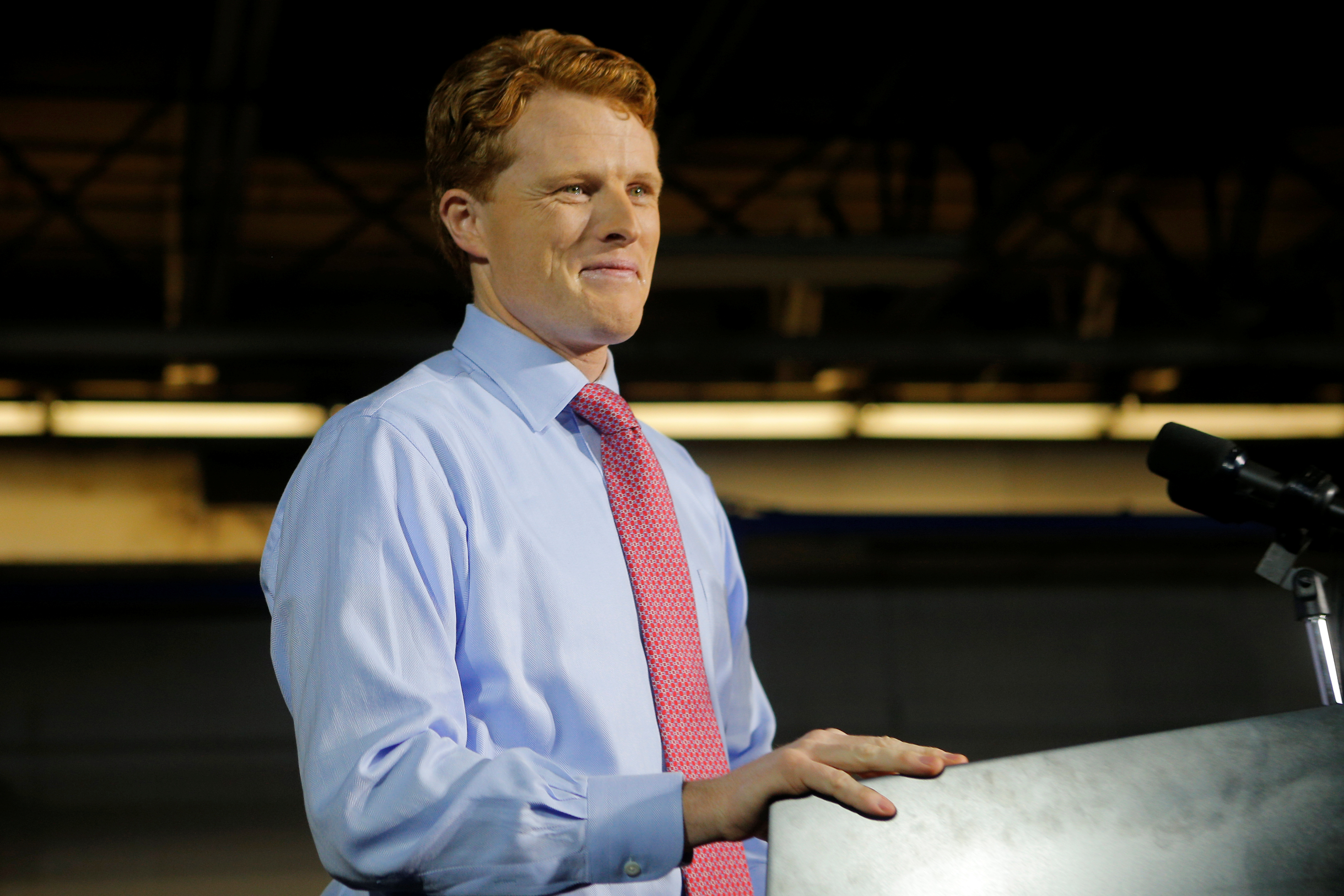 U.S. Rep. Joe Kennedy III (D-MA) takes the stage to deliver the Democratic rebuttal to U.S. President Donald Trump's State of the Union address in Fall River