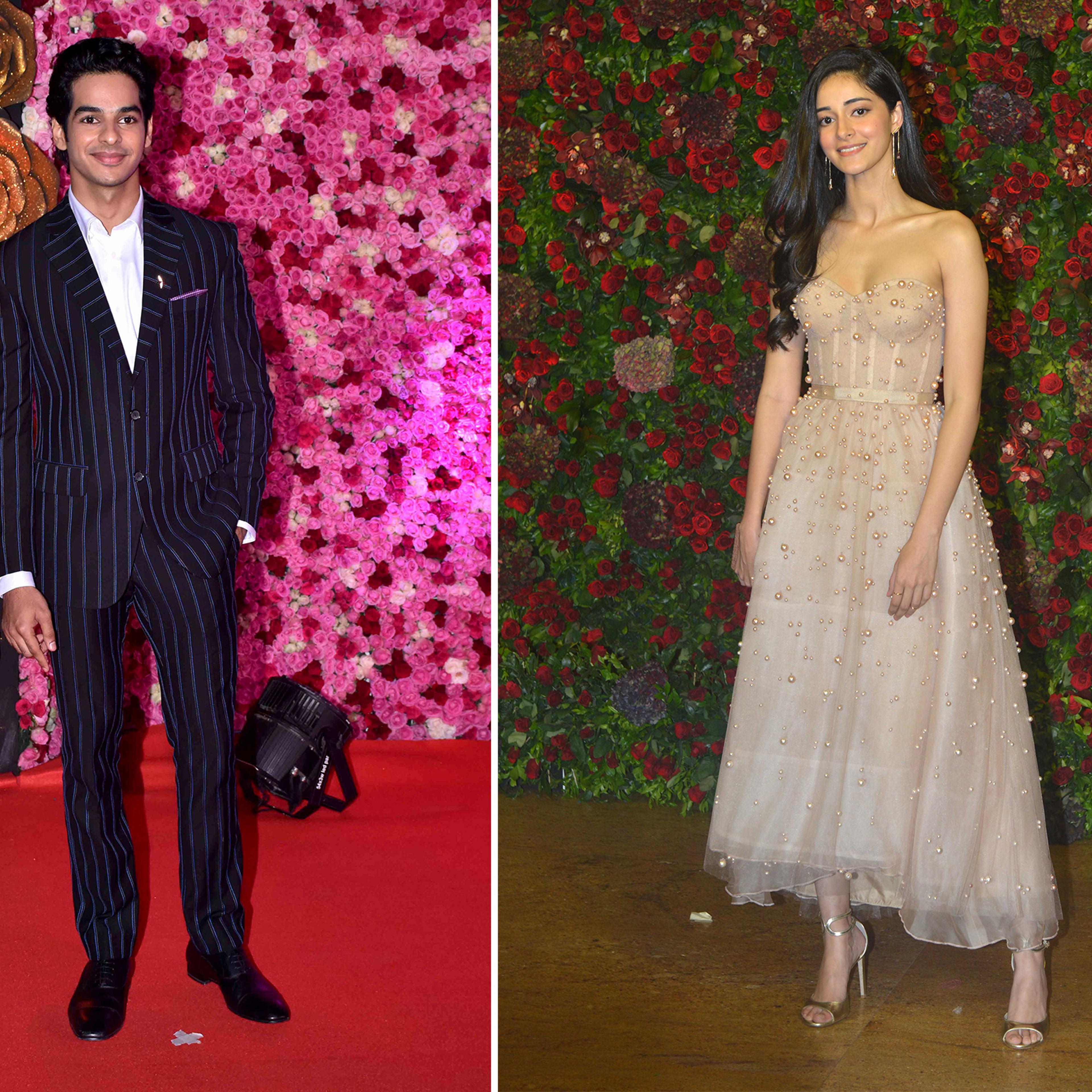 Left: Actor Ishaan Khatter seen on the red carpet during the LUX Awards on Nov. 18, 2018 in Mumbai; Right: Actor Ananya Panday at Ranveer Singh and Deepika Padukone's reception on Dec. 1, 2018 in Mumbai