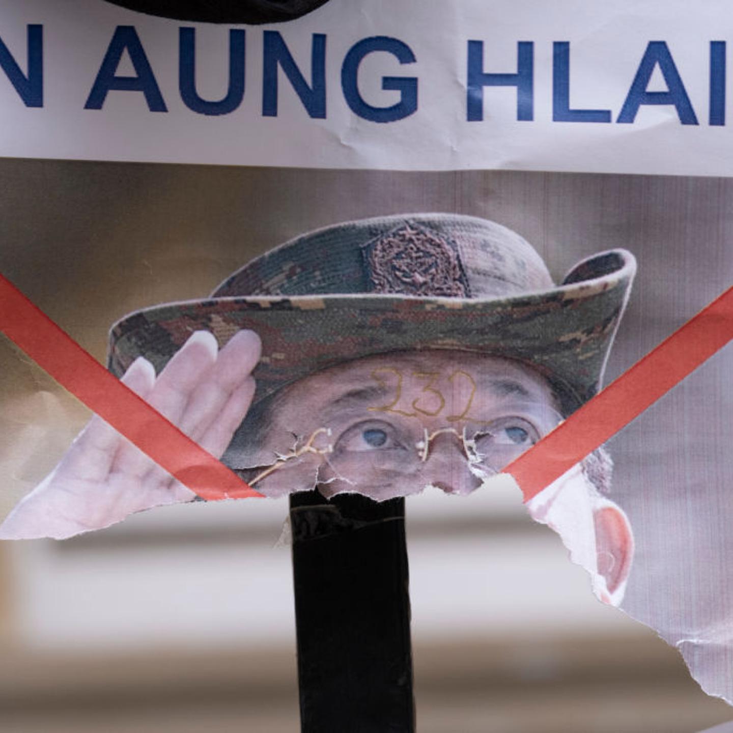 Torn Myanmar General Min Aung Hlaing Poster