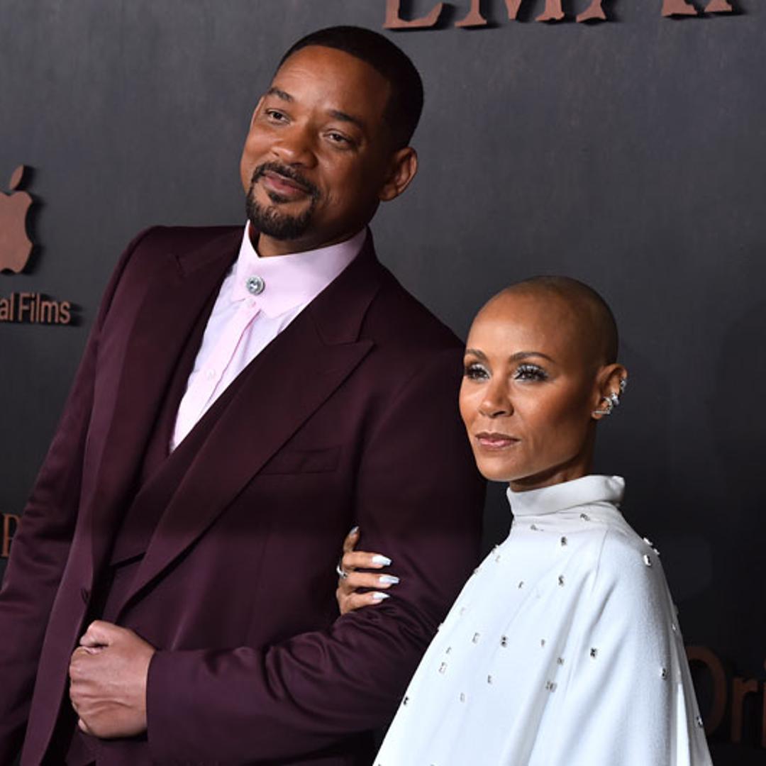 Will Smith, left, and Jada Pinkett Smith arrive at the premiere of “Emancipation”