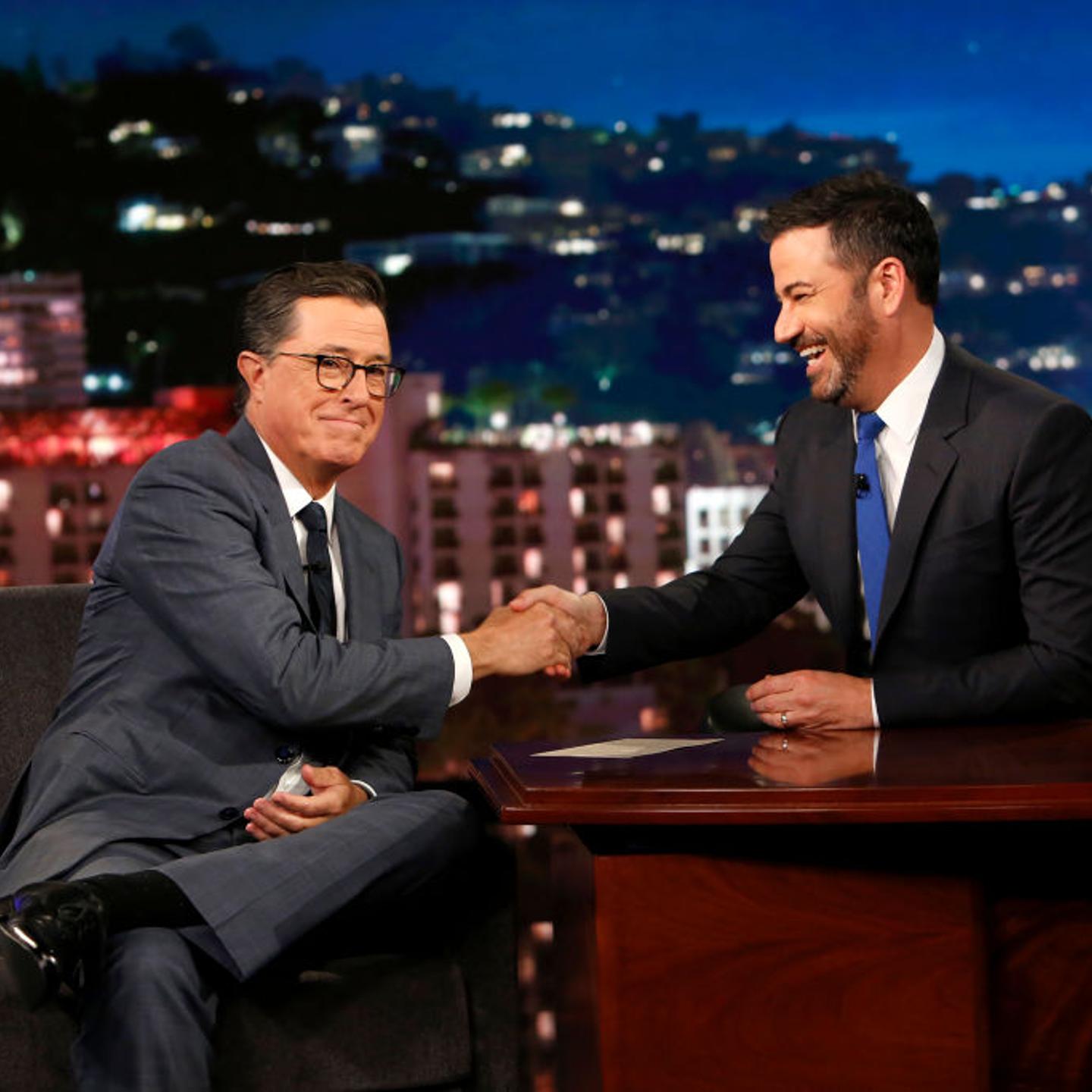 Stephen Colbert and Jimmy Kimmel on Jimmy Kimmel Live! on Sept. 14, 2017.