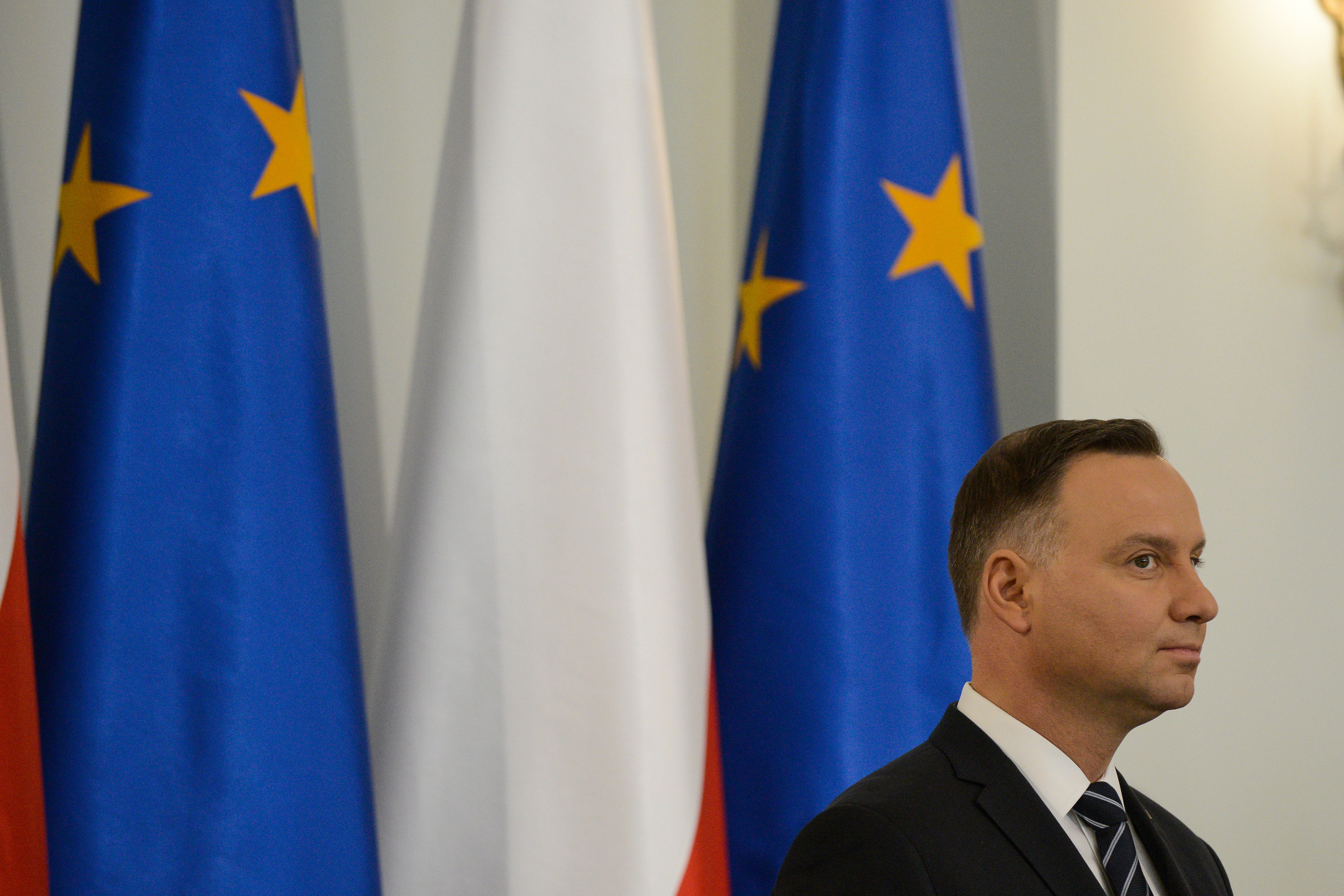 Polish President Andrzej Duda is seen arriving ahead of a ceremony for the handing out of state medals on the National Day of Remembrance of Cursed Soldiers in Warsaw, Poland on March 1, 2018.