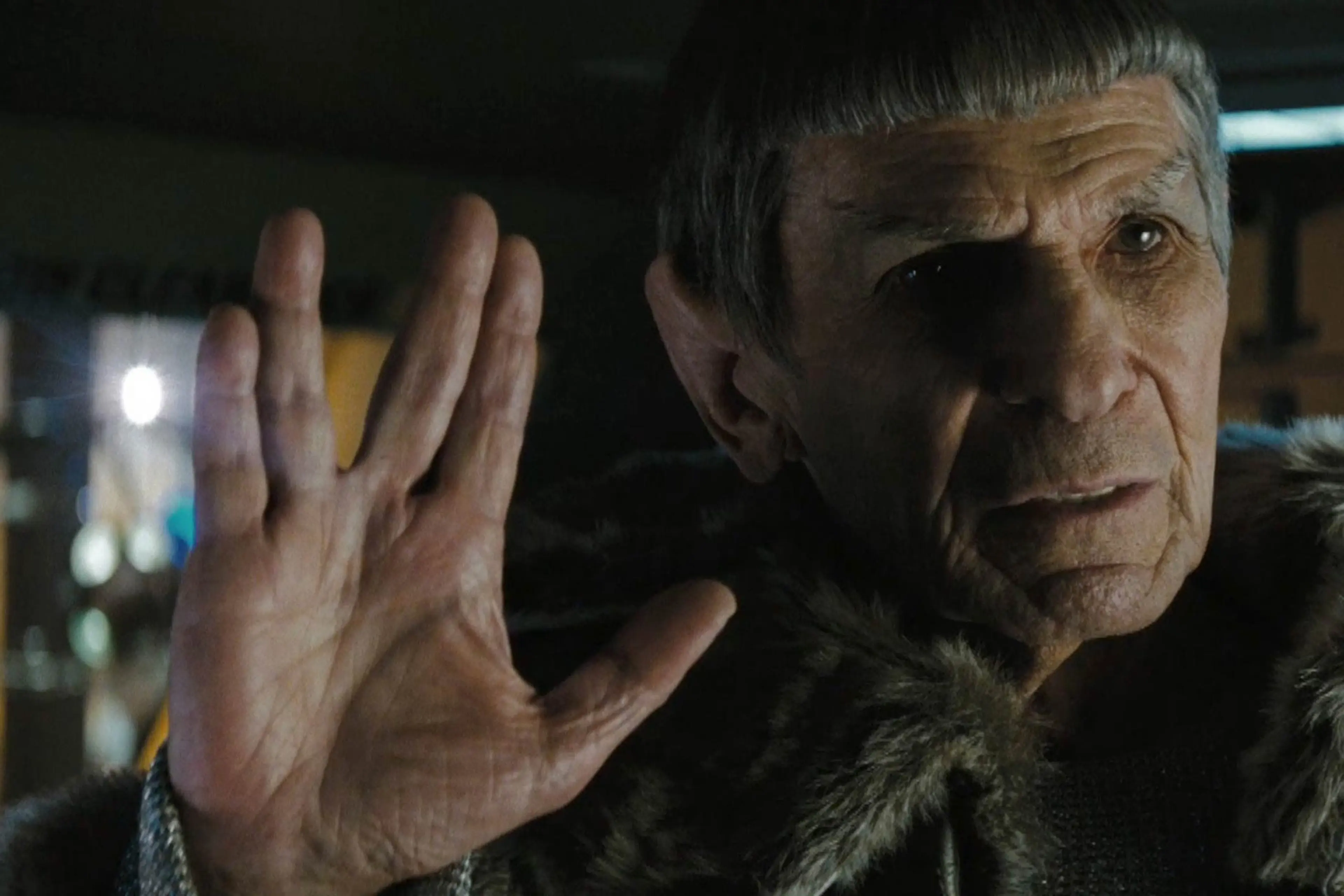 Leonard Nimoy guest stars as Mr. Spock in Star Trek in 2009.