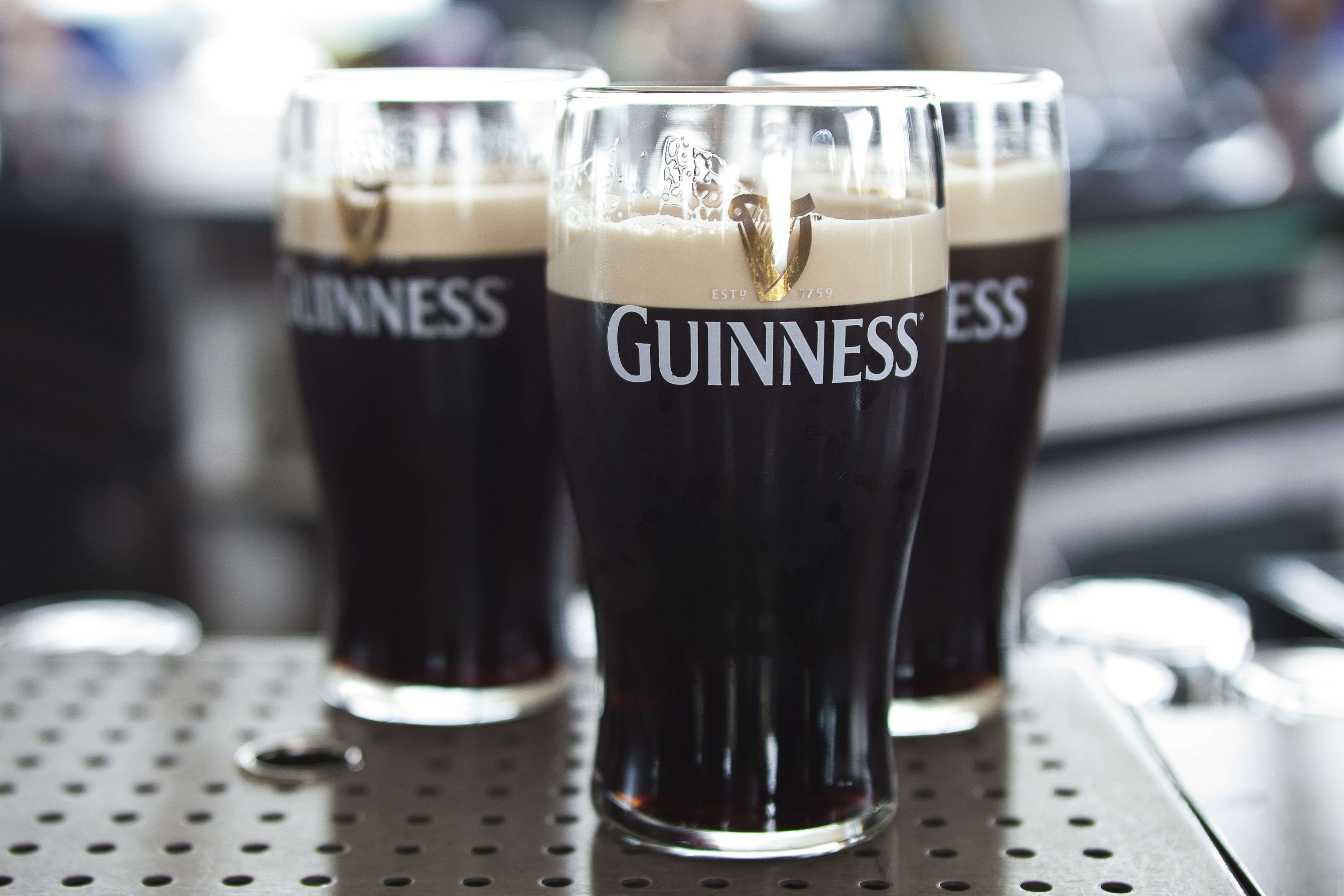 Pints of Guinness at Gravity Bar at Guinness Storehouse.
