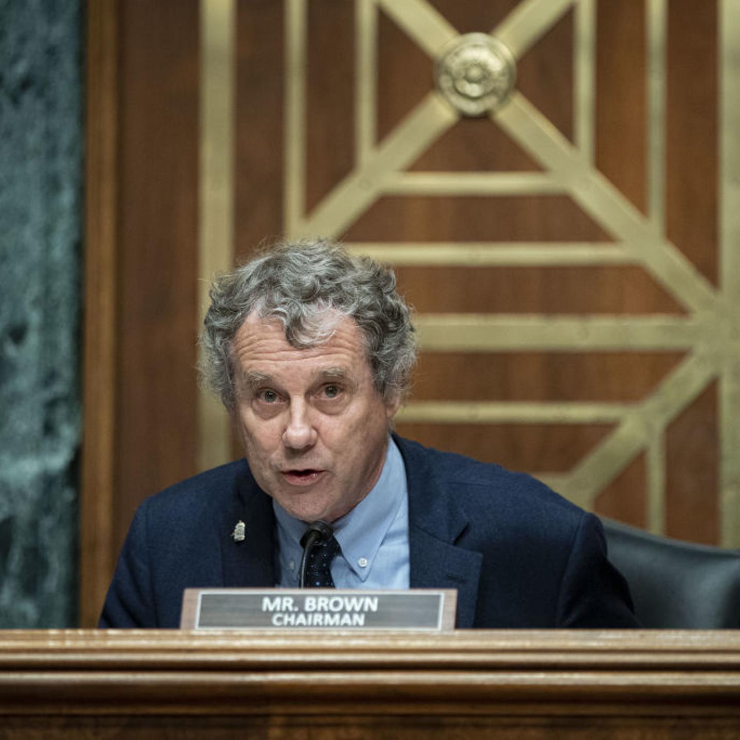 Senator Sherrod Brown, a Democrat from Ohio and chairman of the Senate Banking, Housing, and Urban Affairs Committee, speaks during a Senate Banking Committee hearing on Thursday, July 15, 2021.