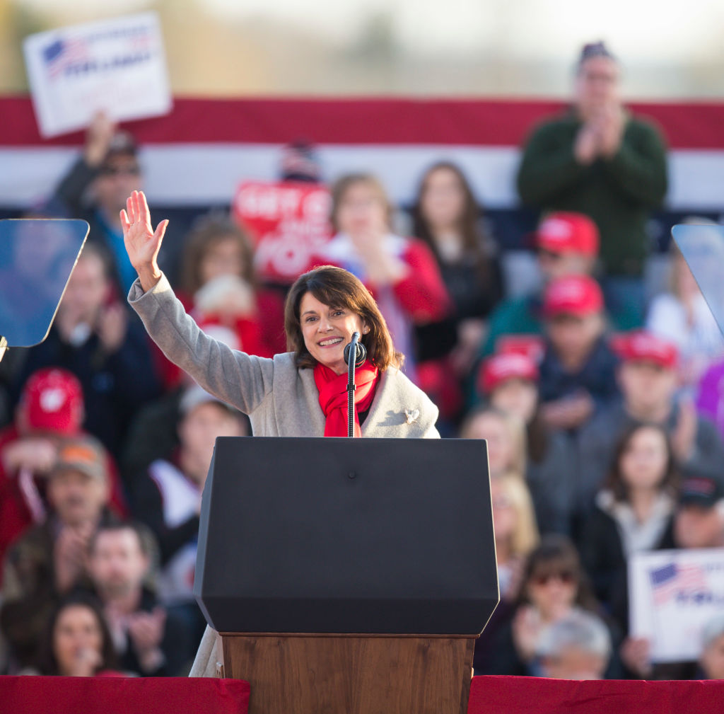 Wis. Sen. Leah Vukmir talks to the crowd