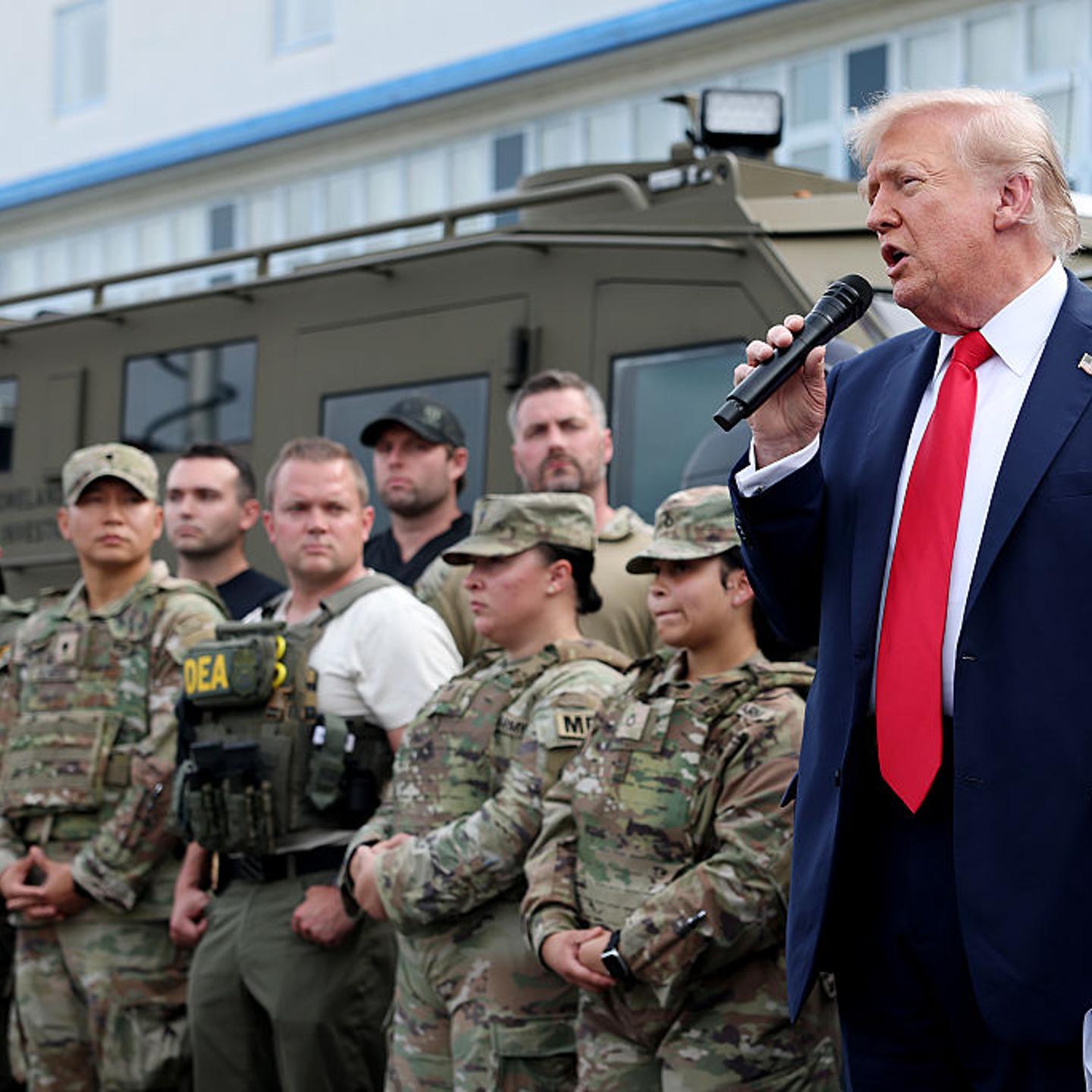 President Trump Visits Law Enforcement And National Guard During D.C. Crime Crackdown