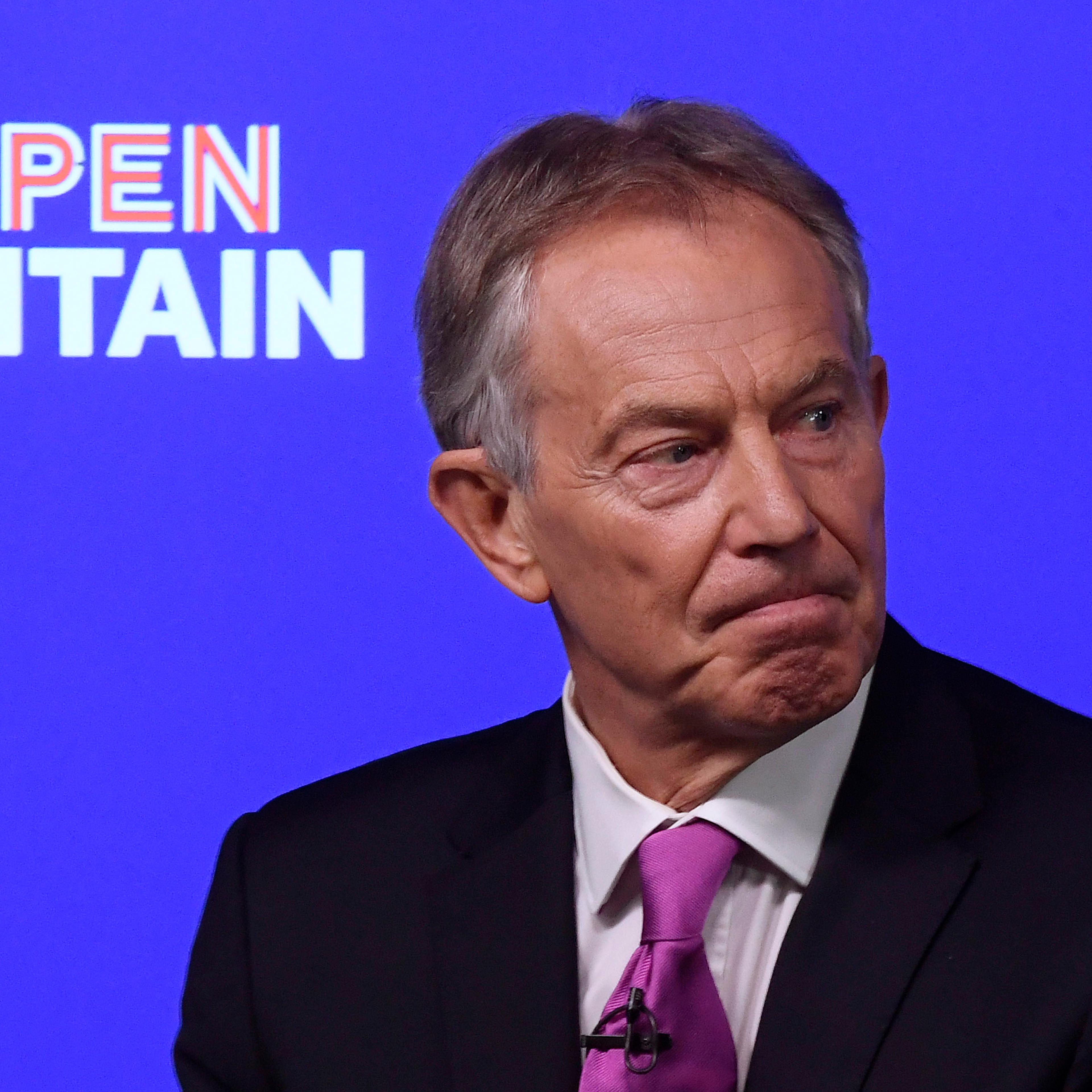 Former British Prime Minister Tony Blair delivers a keynote speech at a pro-Europe event in London