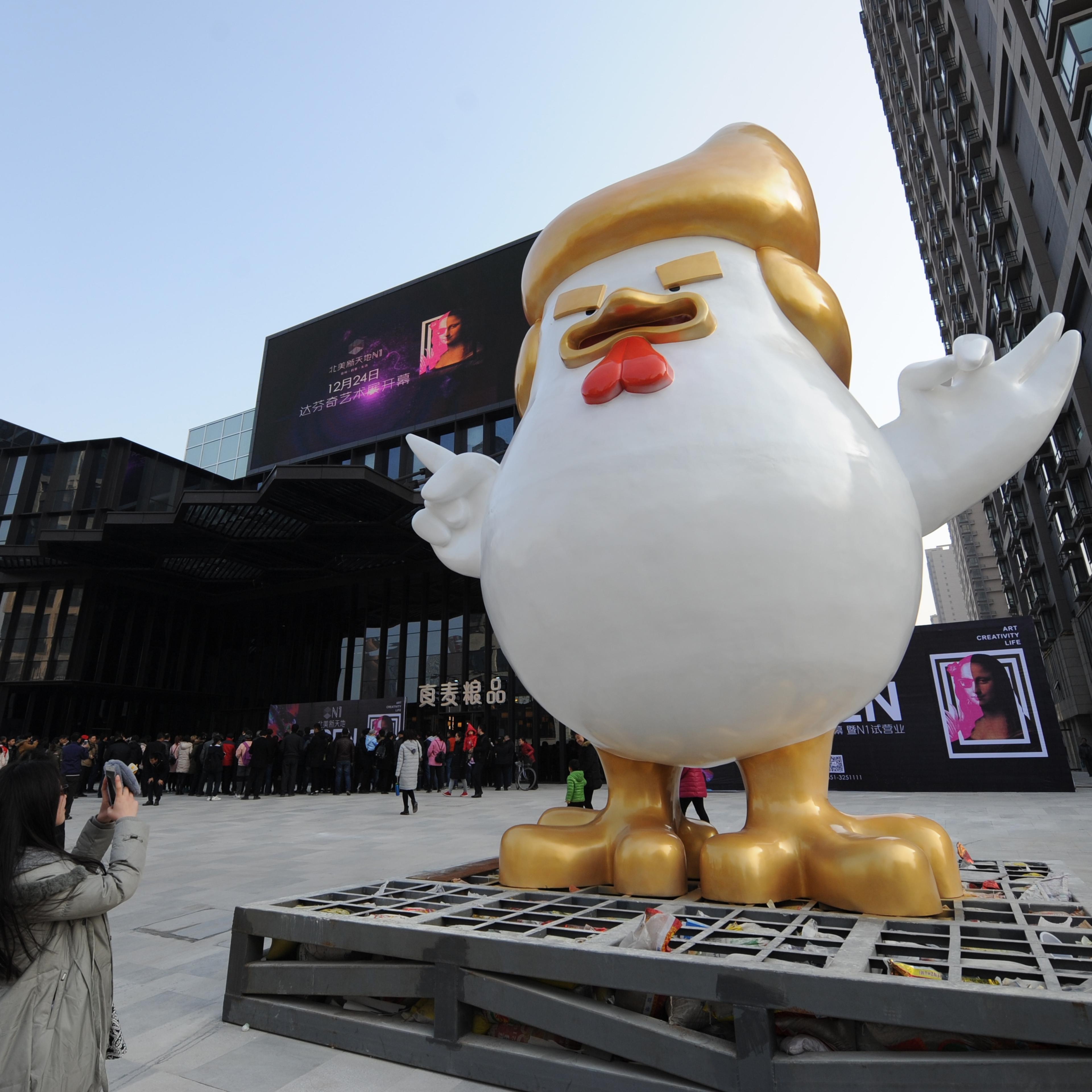 'Trump-style' rooster figure welcomes Chinese New Year in Taiyuan
