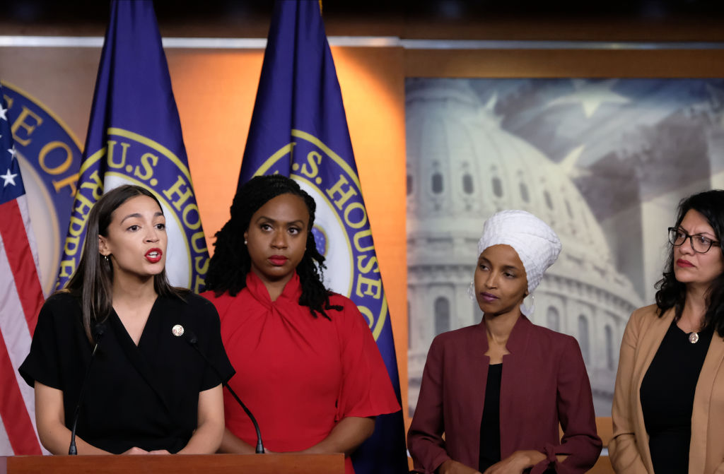 Congresswomen Ocasio-Cortez, Tlaib, Omar, And Pressley Hold News Conference After President Trump Attacks Them On Twitter
