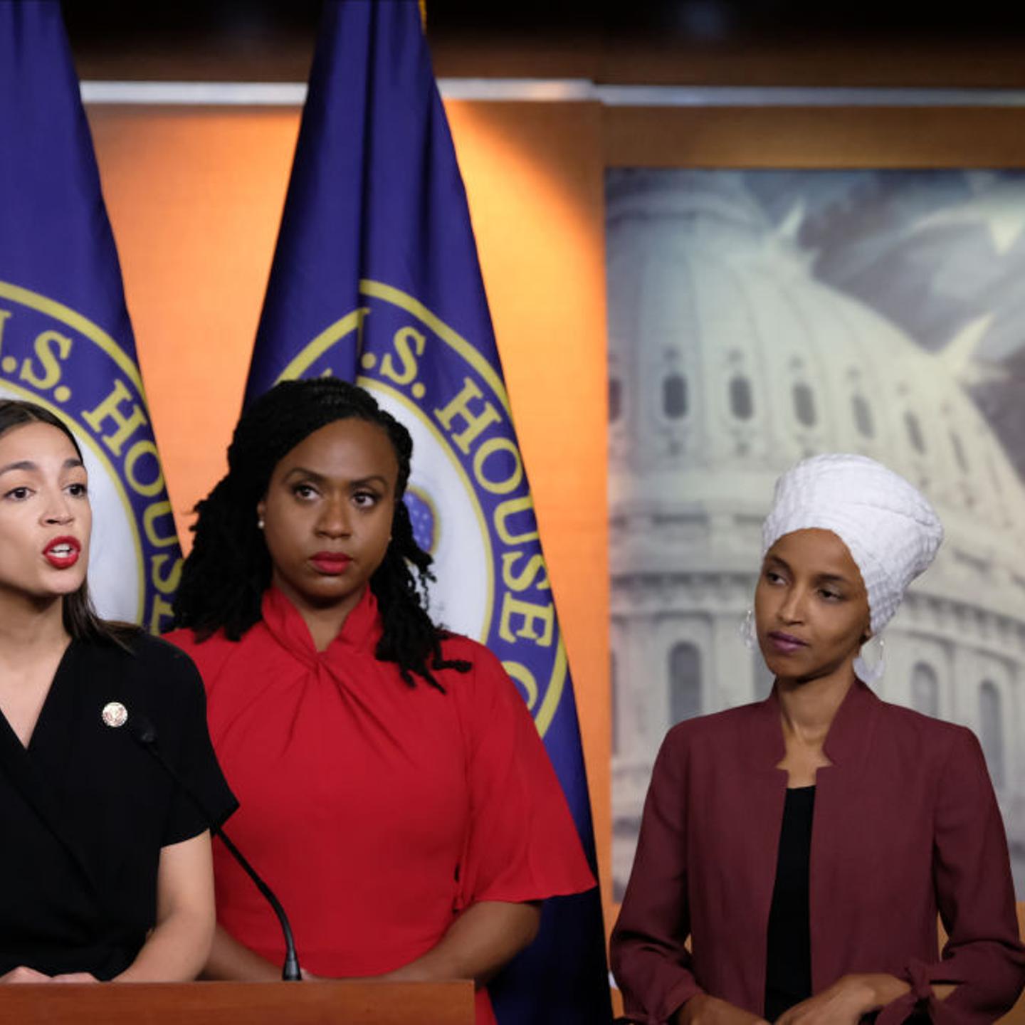 Congresswomen Ocasio-Cortez, Tlaib, Omar, And Pressley Hold News Conference After President Trump Attacks Them On Twitter