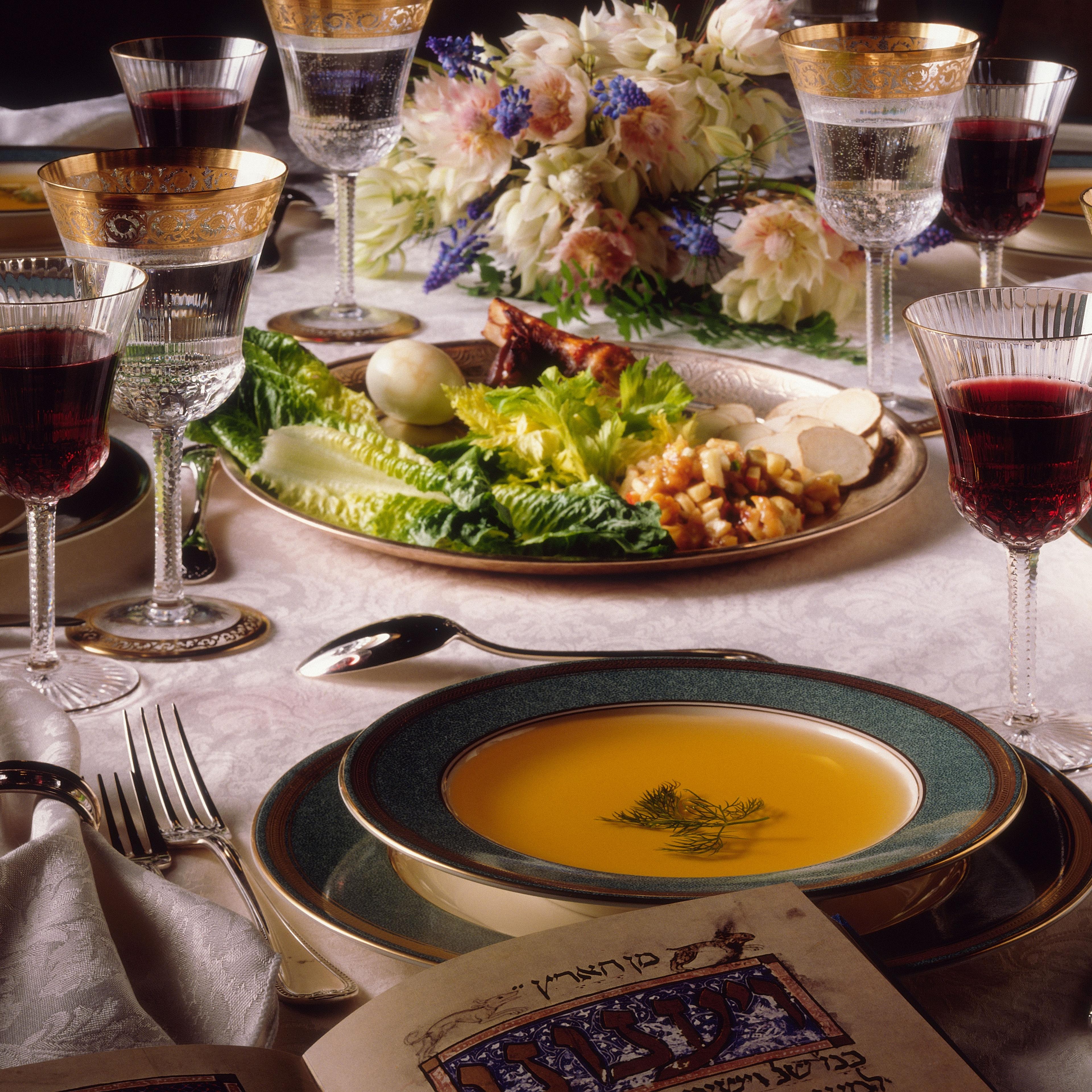 Seder holiday table setting