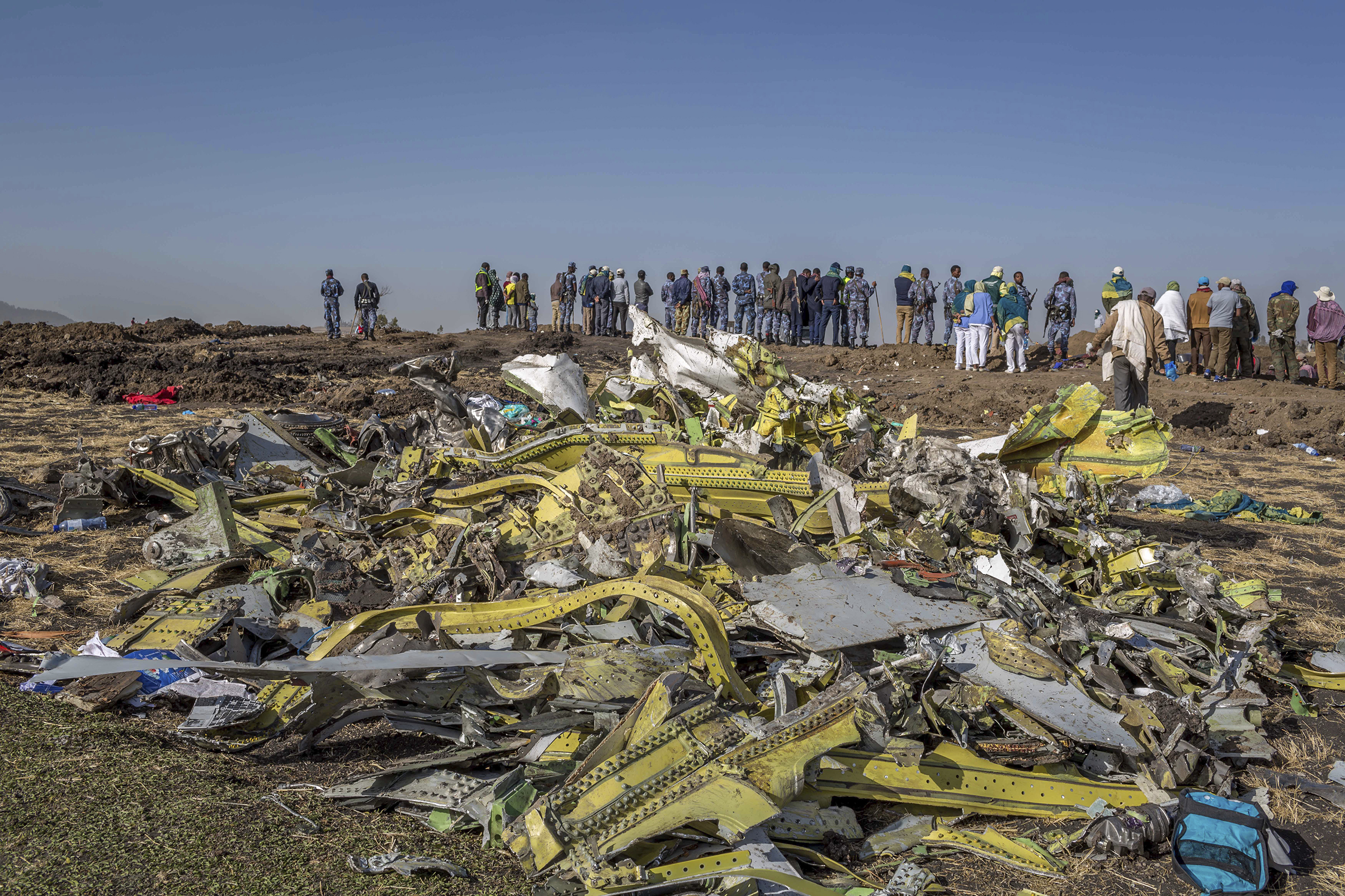 Wreckage near Bishoftu, south of Addis Ababa, after the March 10 Ethiopian Airlines crash