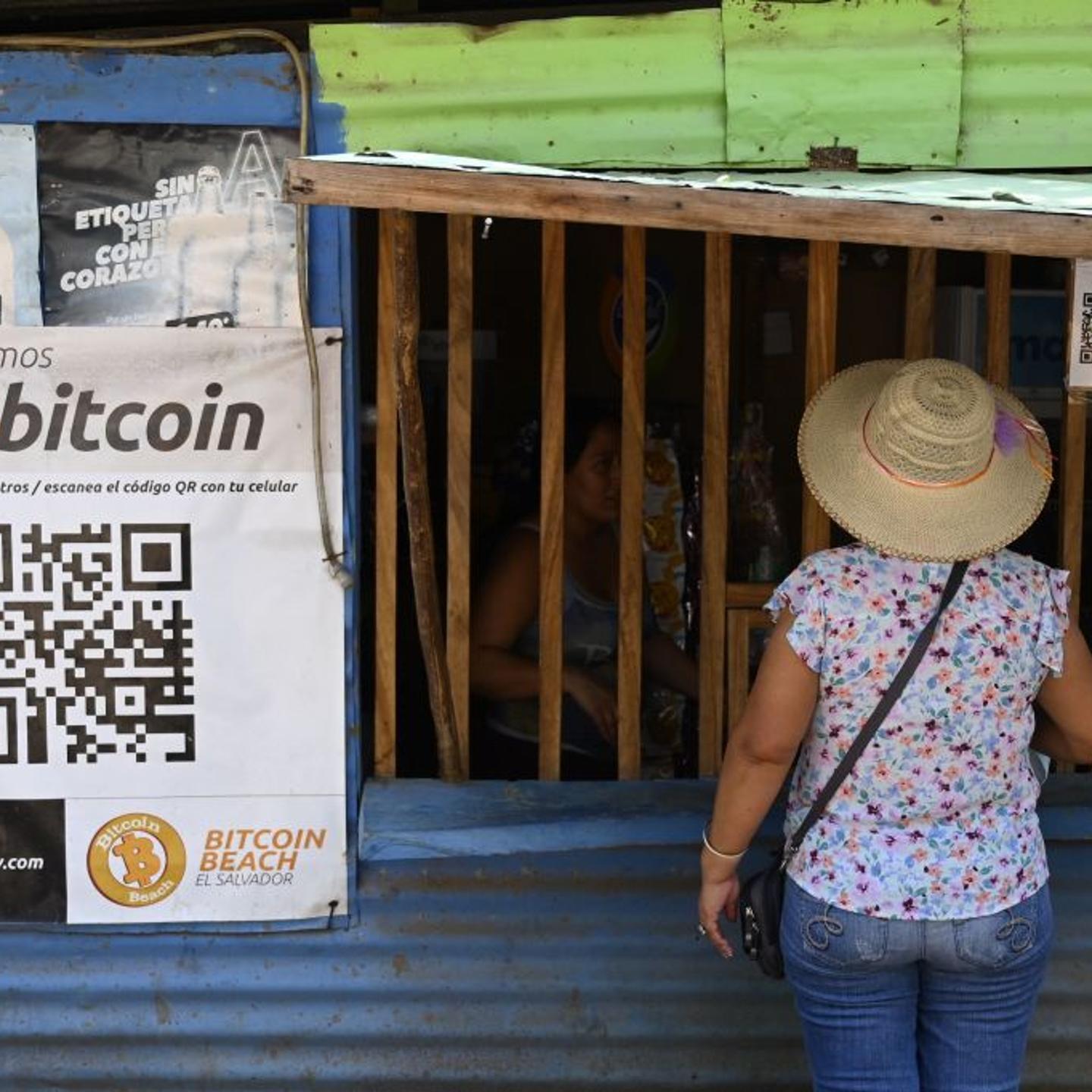 A woman visits a store that accepts bitcoins in El Zonte, La Libertad, El Salvador, on Sept. 4, 2021.
