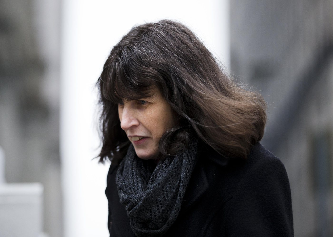 Catherine Schaible walks from the criminal justice center Feb. 19, 2014, in Philadelphia.