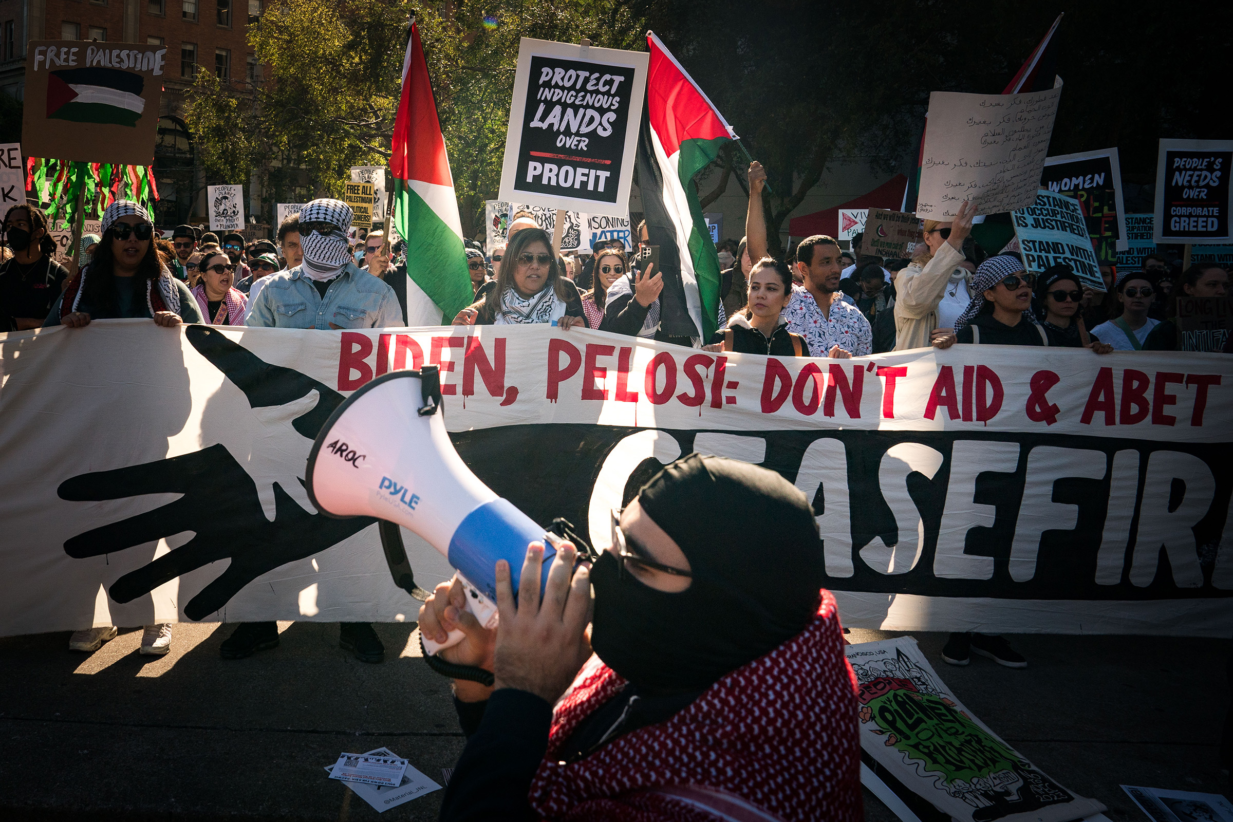 Protesters gather at the APEC summit in San Francisco, where Biden is scheduled to attend, on Nov. 12, 2023.