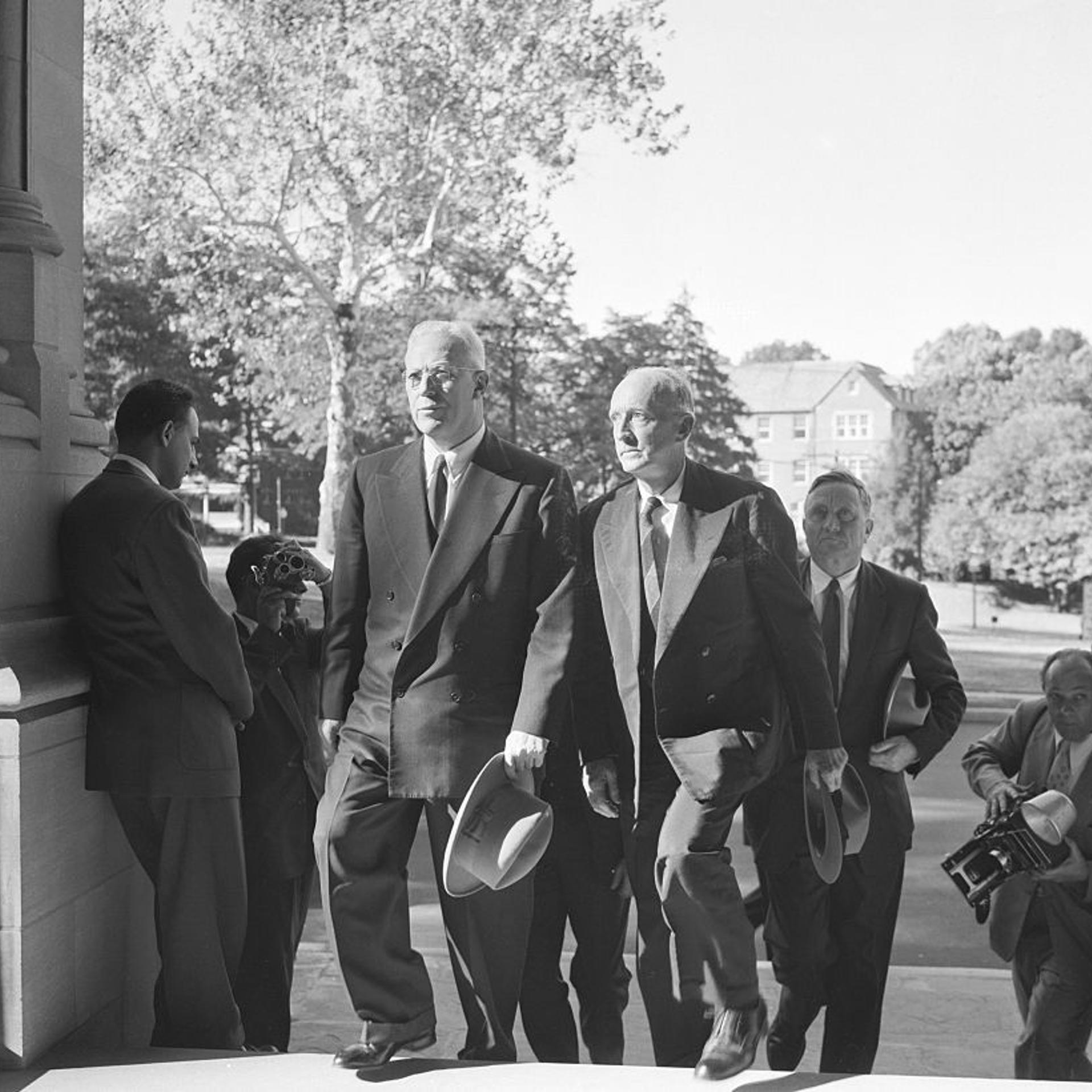 Earl Warren Walking With Colleagues
