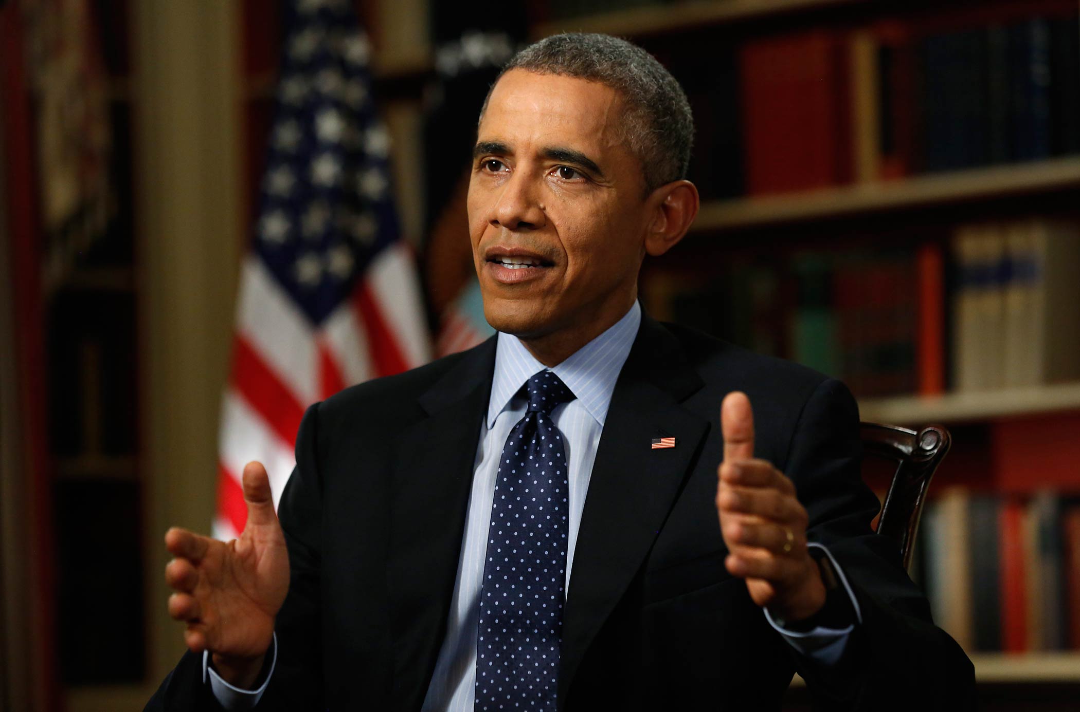 U.S. President Obama speaks during an interview with Reuters at the White House in Washington