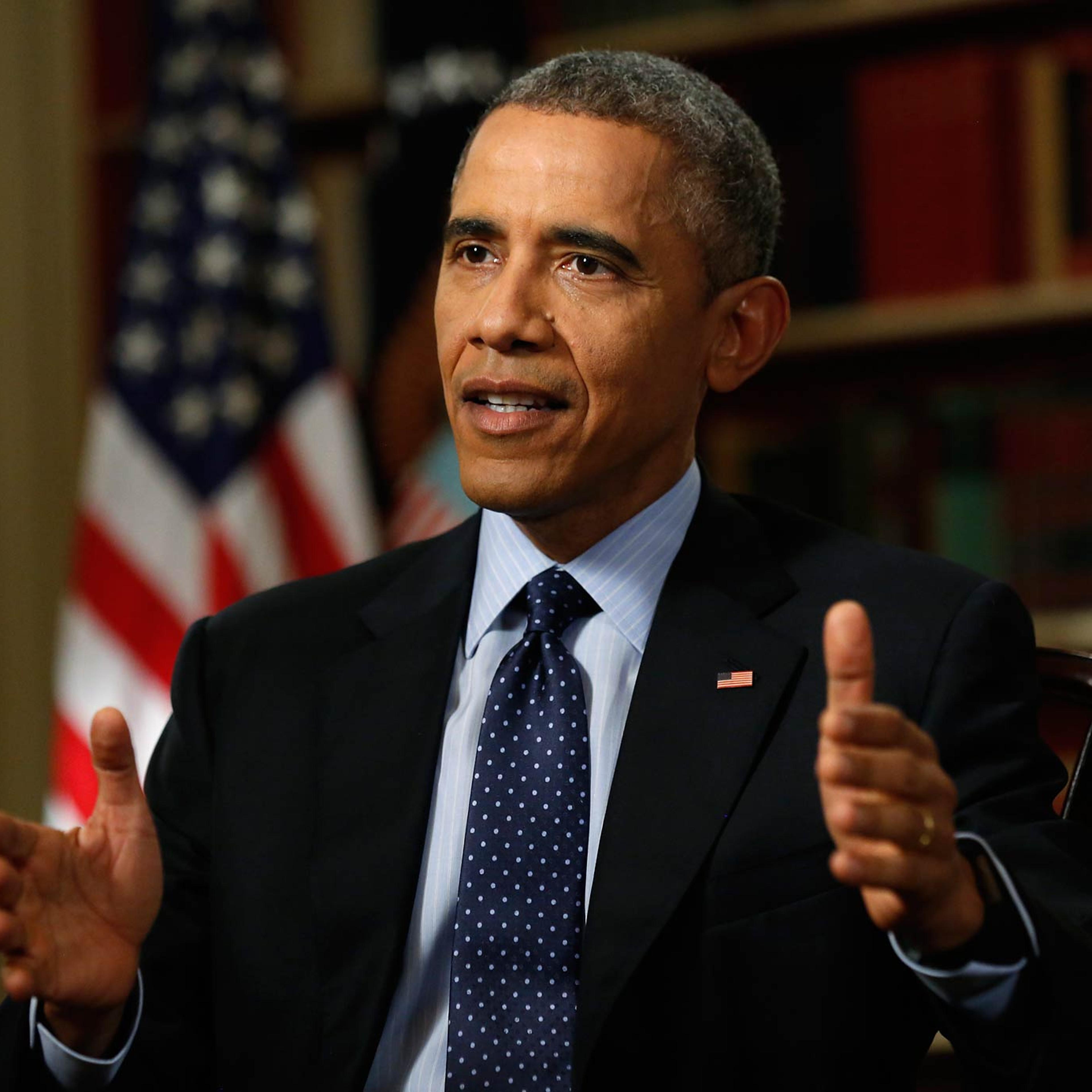 U.S. President Obama speaks during an interview with Reuters at the White House in Washington