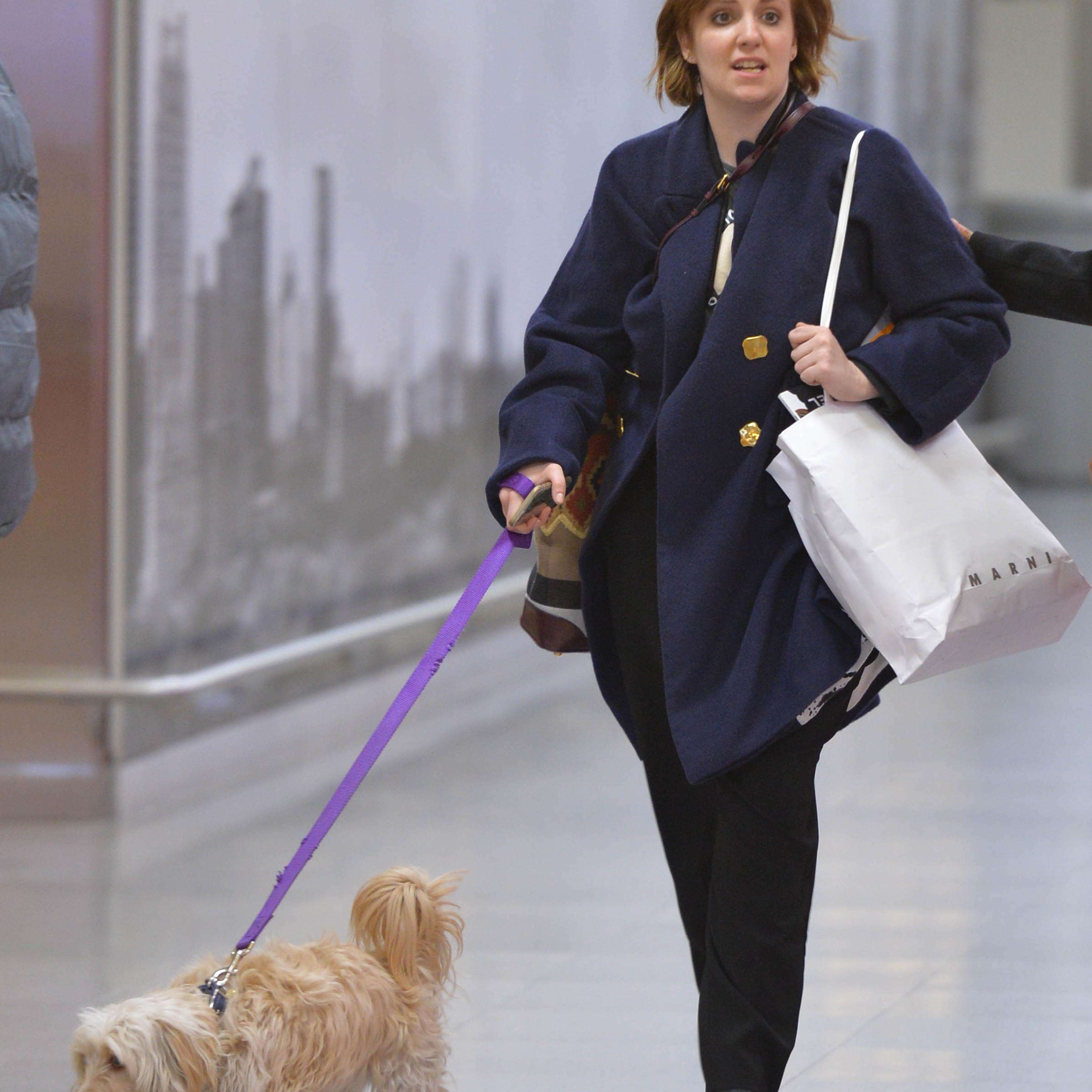 Lena Dunham seen at JFK on March 15, 2015 in New York City.