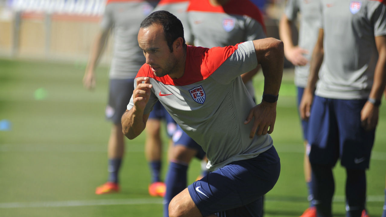 Landon Donovan of the US Men's National Team practices in Stanford, California on May 14, 2014.