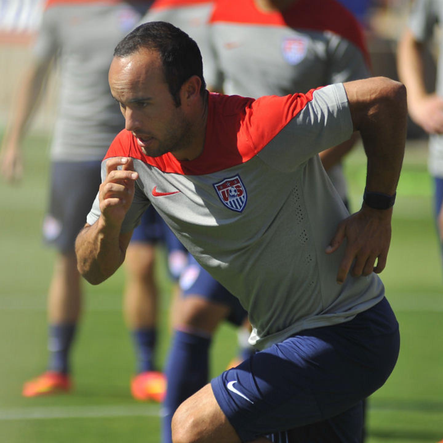 Landon Donovan of the US Men's National Team practices in Stanford, California on May 14, 2014.