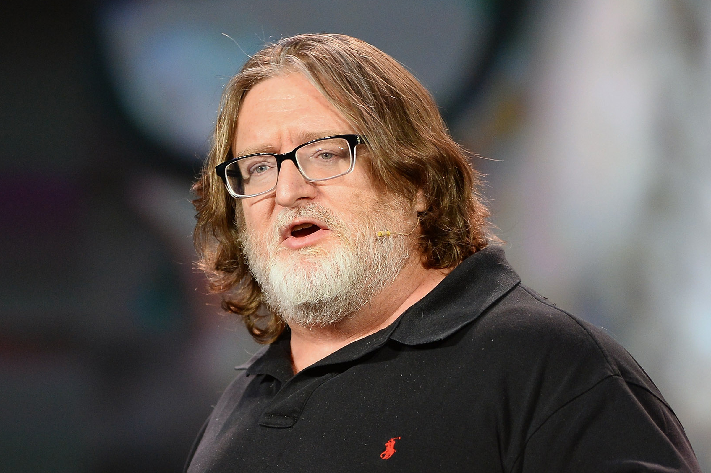 Gabe Newell, co-founder of video game developer and distributor Valve, speaks during Krzanich's keynote address at the 2014 International CES at The Venetian Las Vegas on January 6, 2014 in Las Vegas, Nevada.