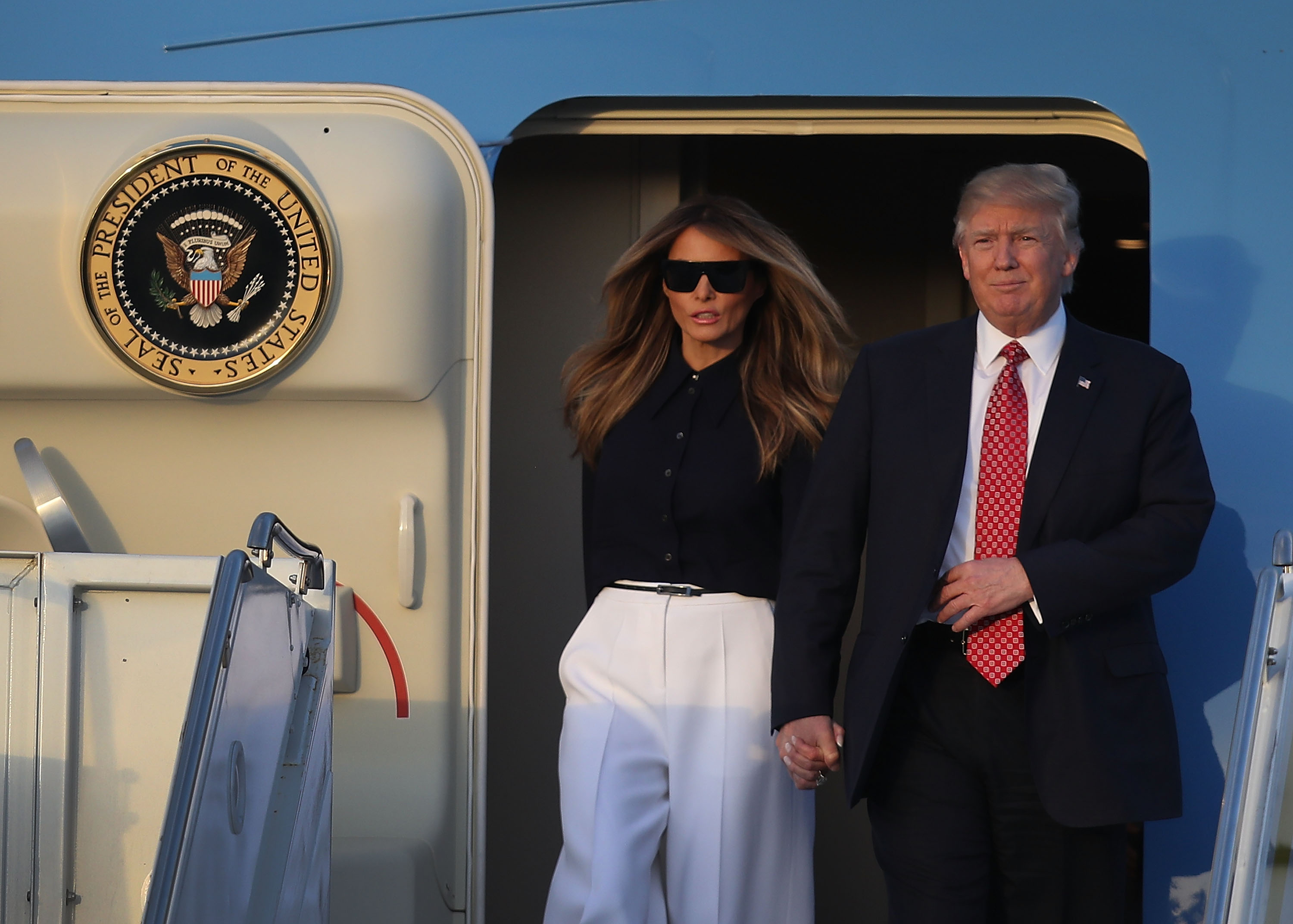 President Trump Arrives In West Palm Beach With Japanese Prime Minister Shinzo Abe For Weekend At Mar-a-Lago