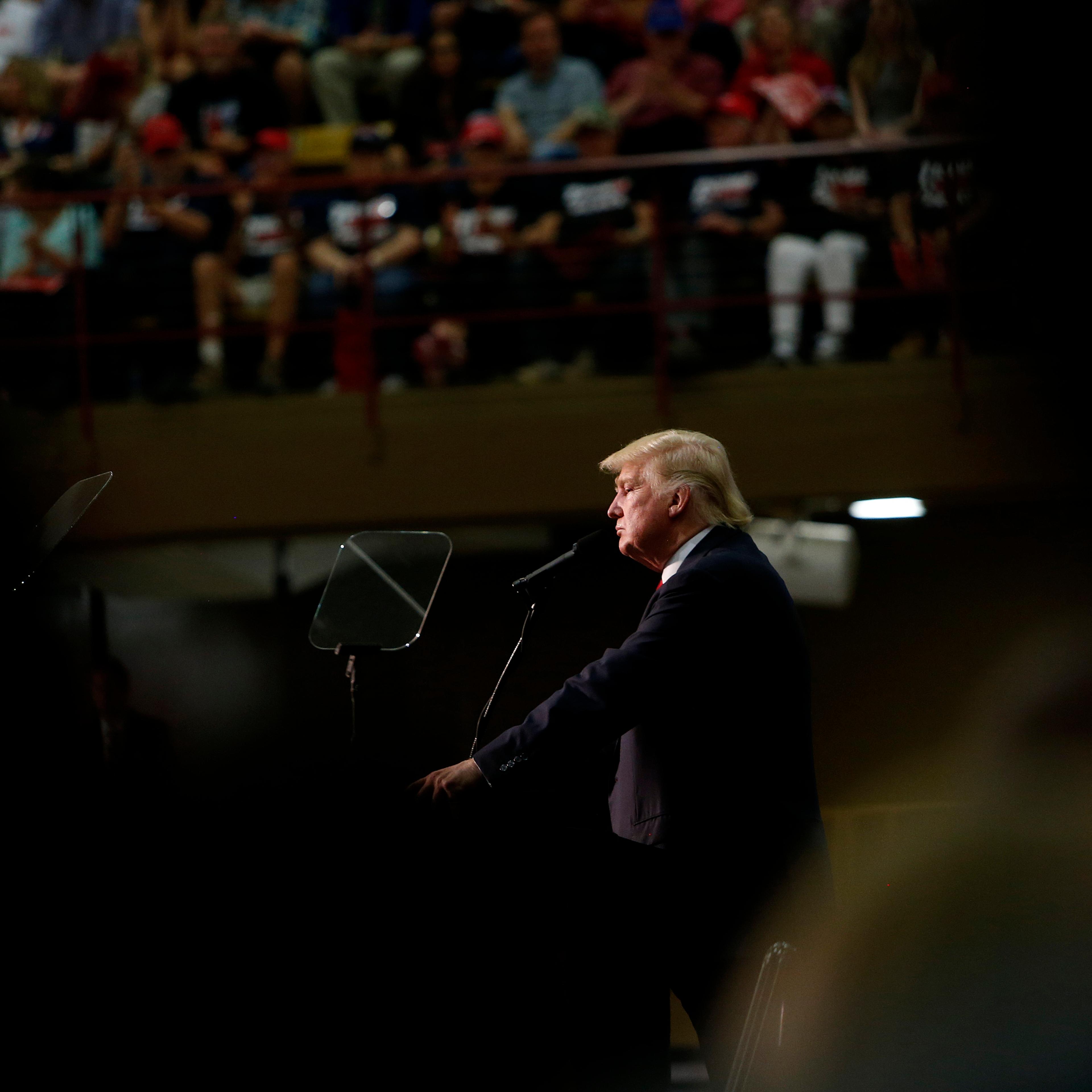 Republican presidential candidate Donald Trump speaks to supporters at a rally at U.S. Cellular Center in Asheville, N.C., on Sept. 12, 2016.
