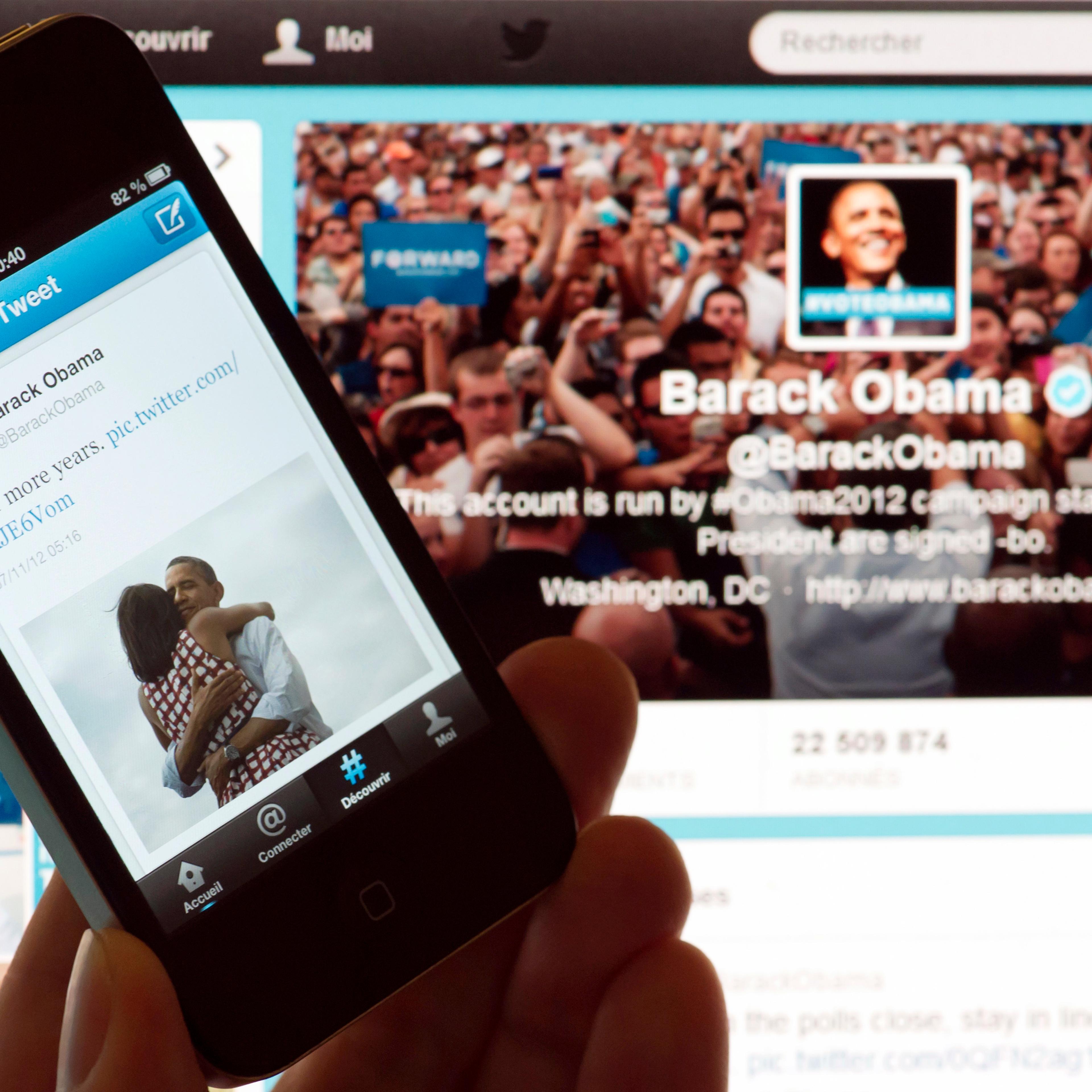 Barack Obama's tweets on Nov. 7, 2012 after his re-election as US president.
