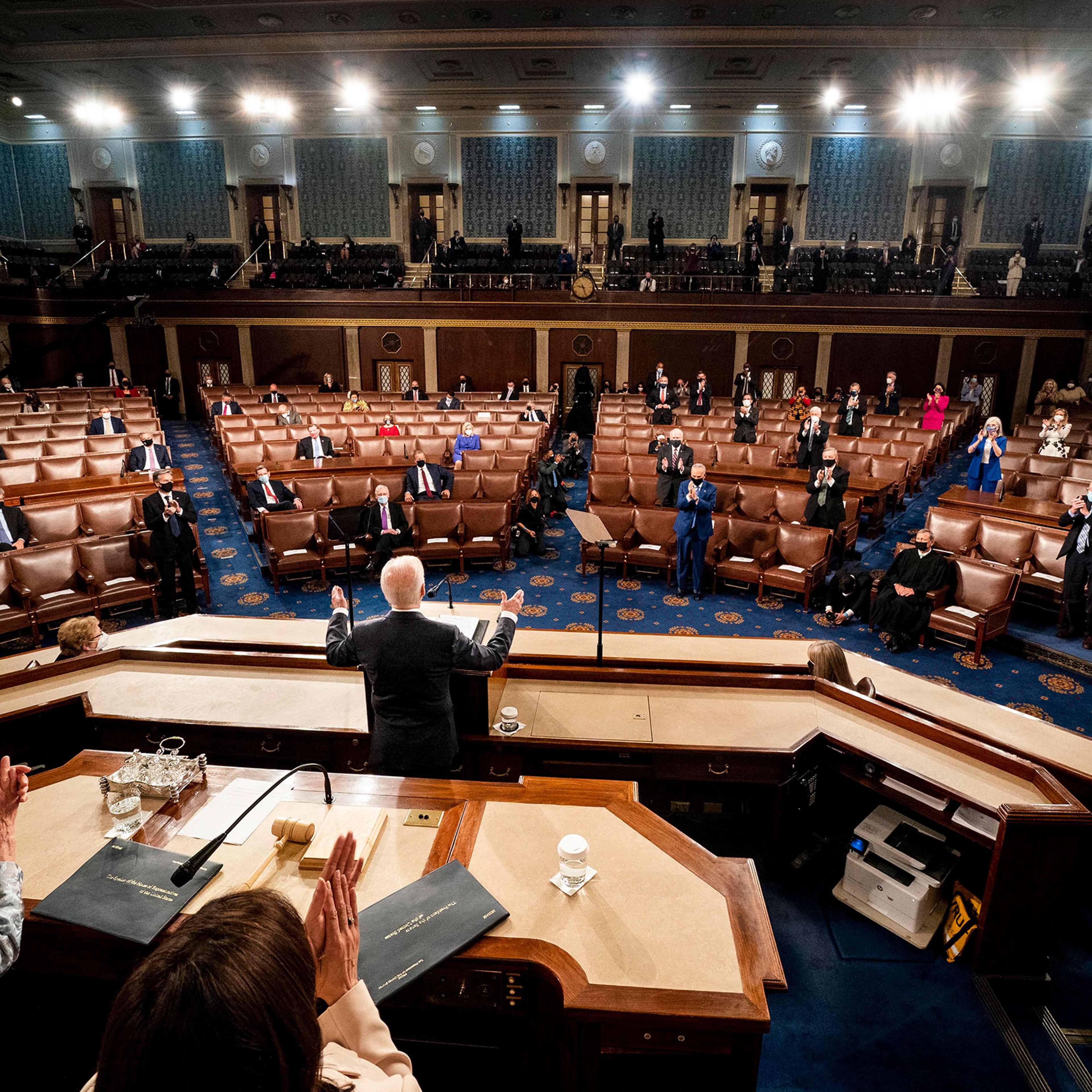 President Joe Biden addresses a Joint Session of Congress on Capitol Hill on April 28, 2021.