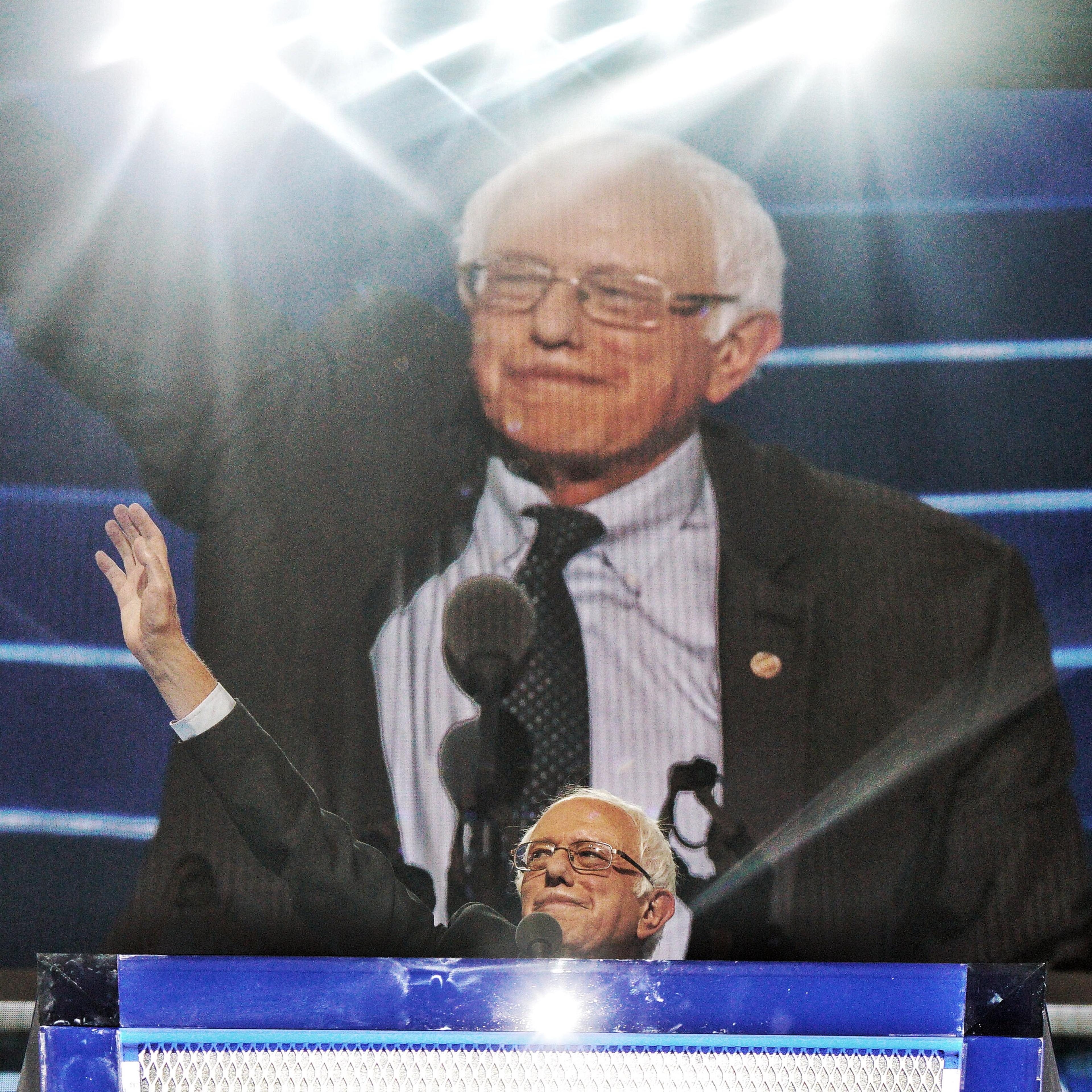 Vermont Sen. Bernie Sanders speaks during the Democratic National Convention on July 25, 2016 in Philadelphia.