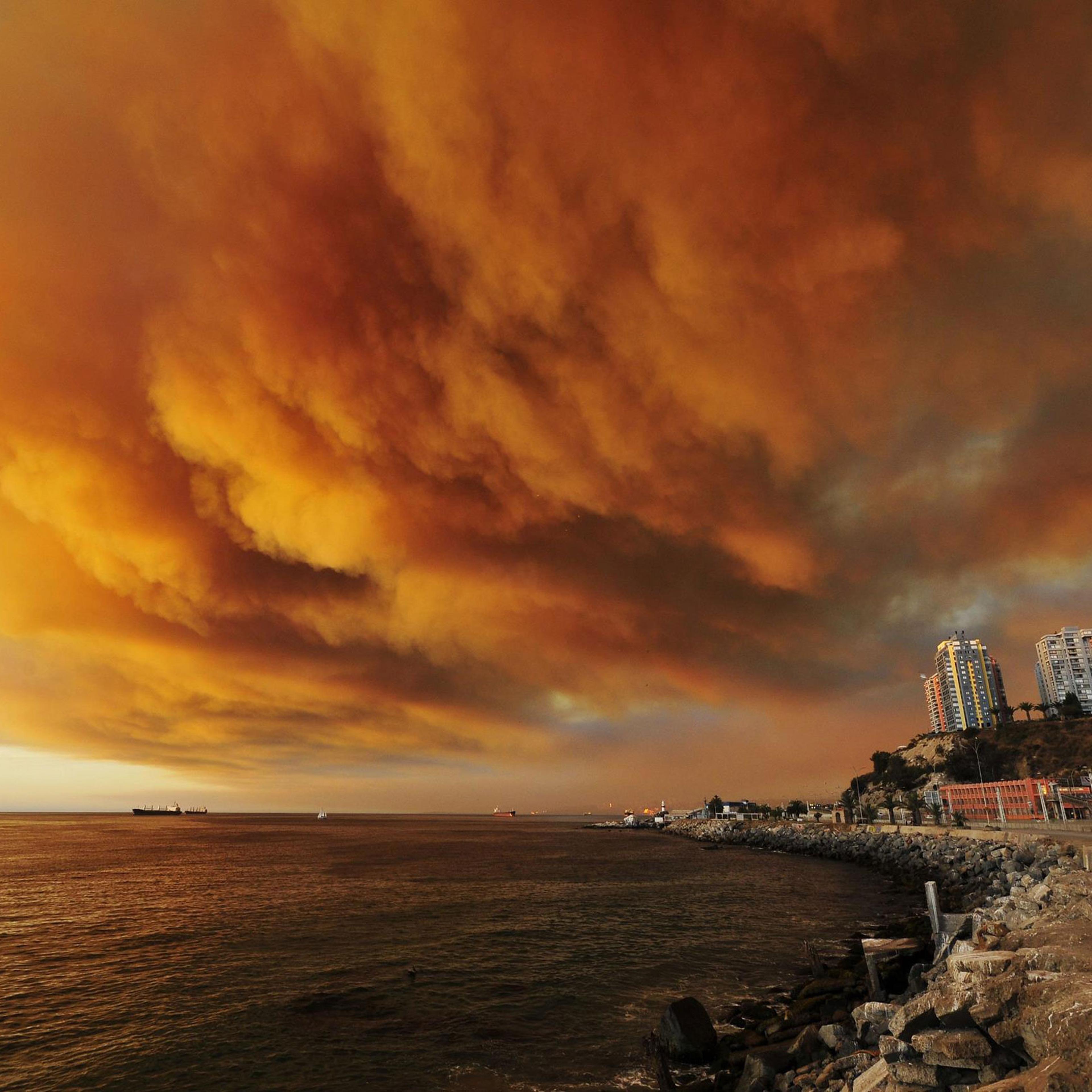 Smoke billows from the forest around Valparaiso in Chile, March 13, 2015.