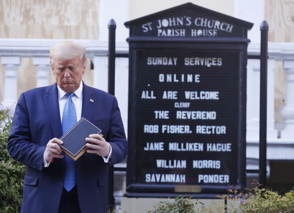 Trump Visits Church Across From White House That Was Hit by Fire