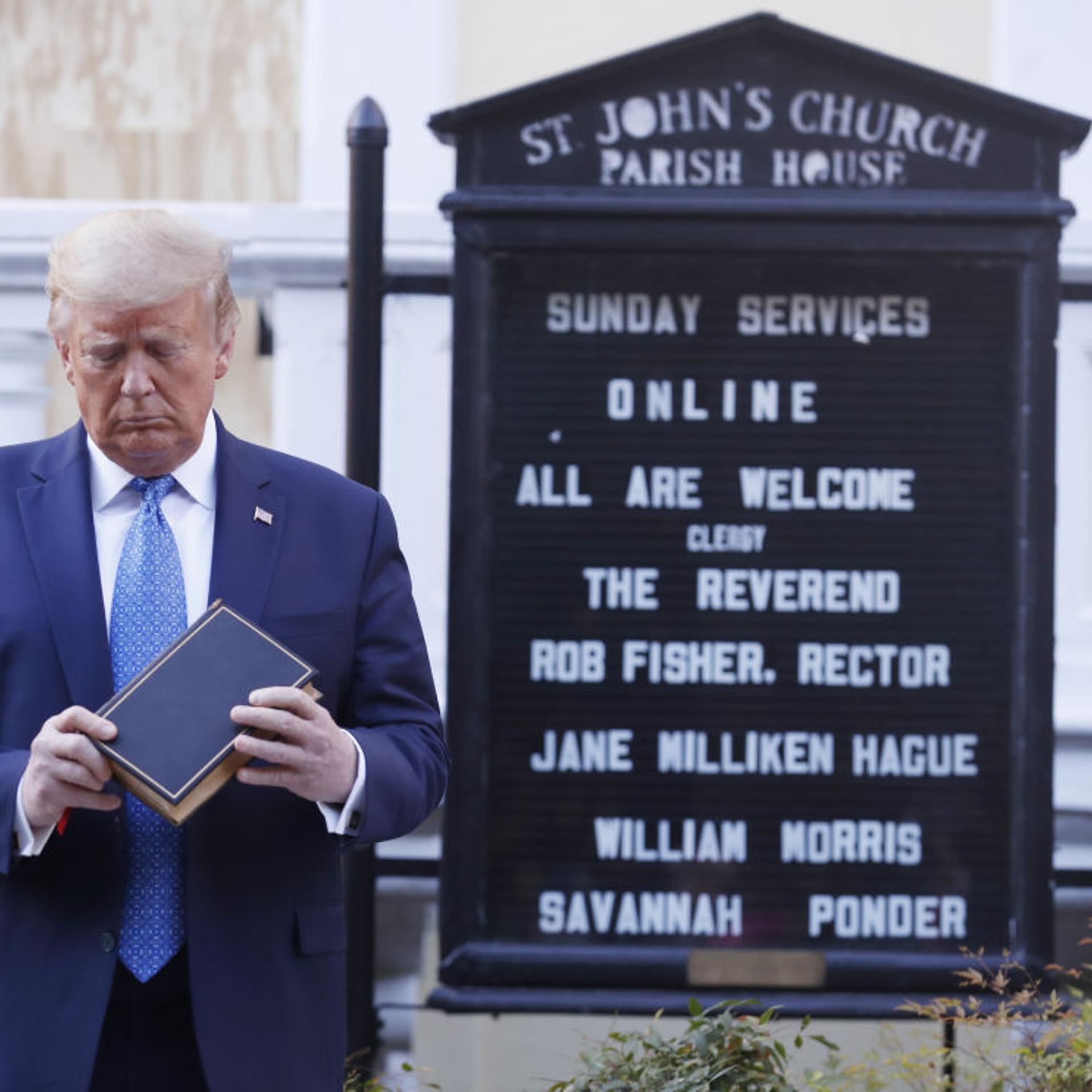 Trump Visits Church Across From White House That Was Hit by Fire