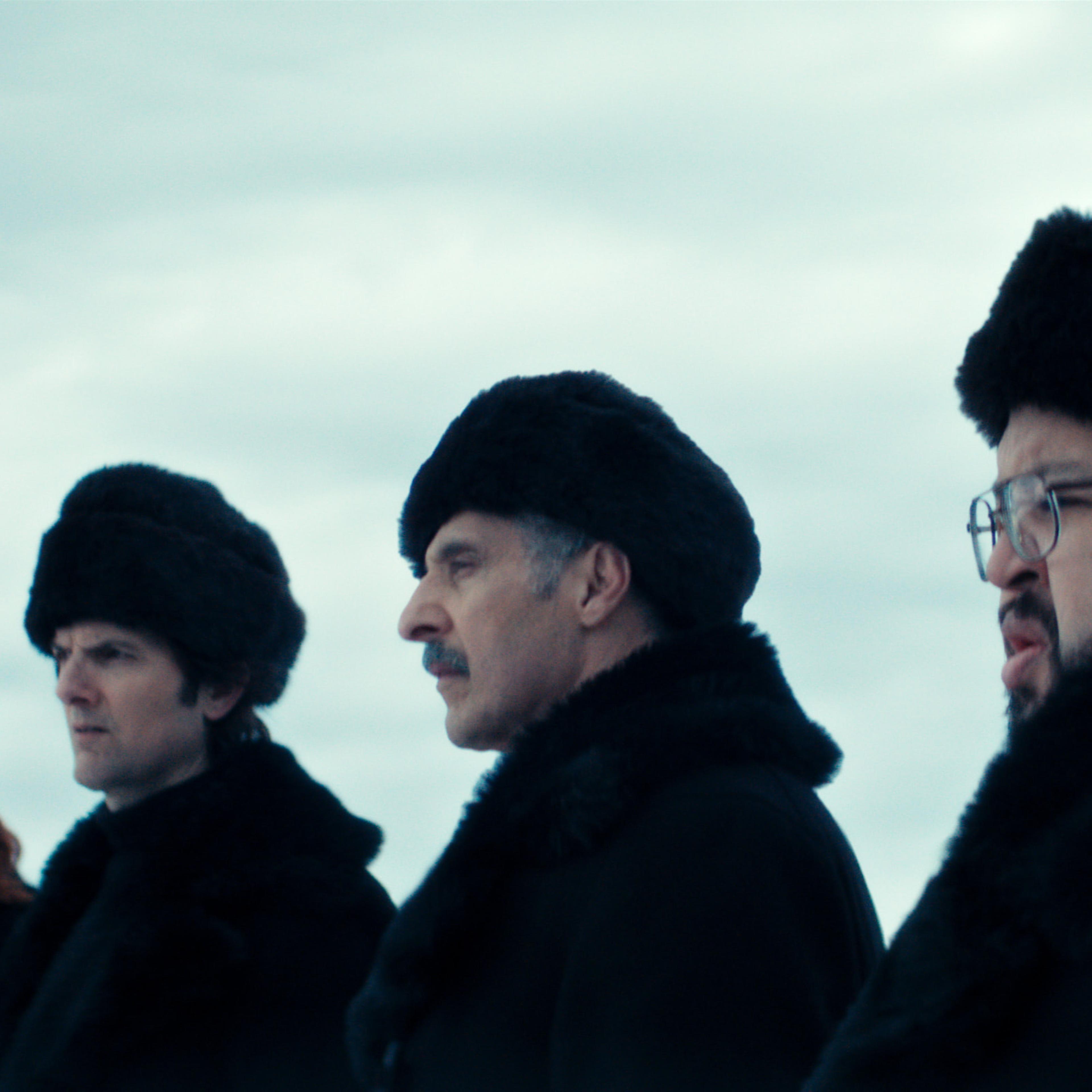 Britt Lower, Adam Scott, John Turturro, and Zach Cherry in <i>Severance</i>