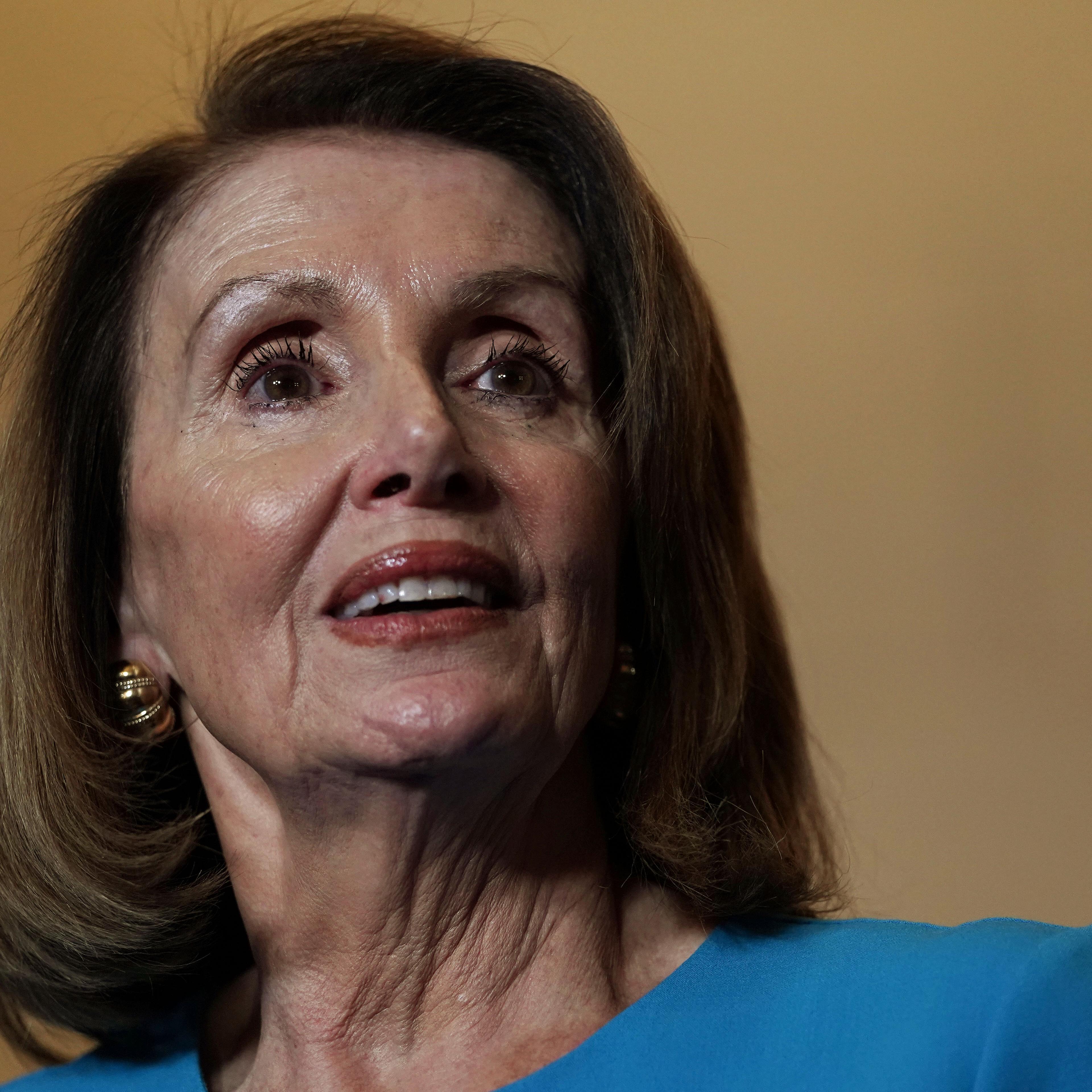 WASHINGTON, DC - NOVEMBER 28: U.S. House Minority Leader Rep. Nancy Pelosi (D-CA) speaks to members of the media at the lobby of Longworth House Office Building November 28, 2018 in Washington, DC. House Democrats have nominated Rep. Nancy Pelosi to run