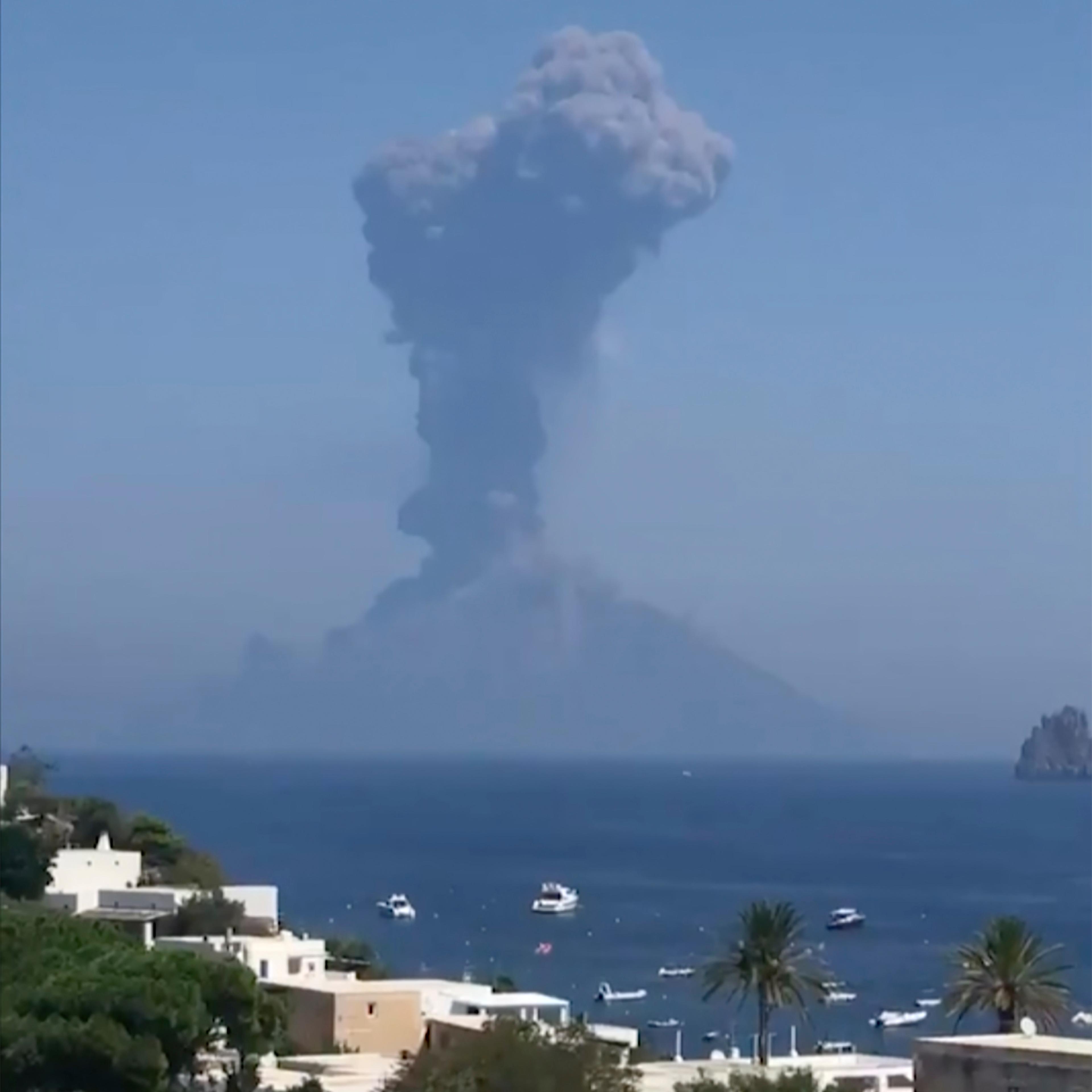 Stromboli volcano erupting in Italy