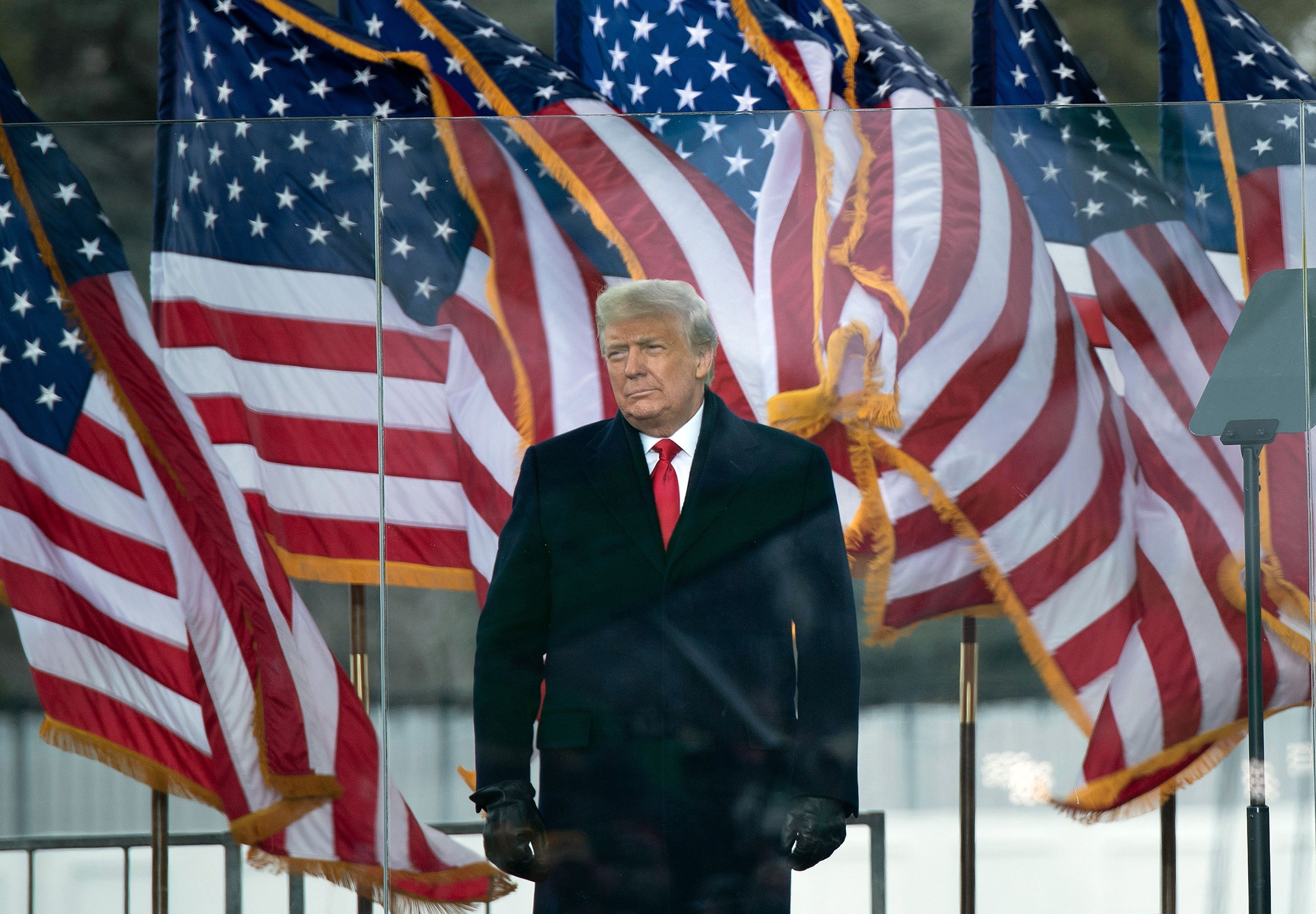 US President Donald Trump arrives to speak to supporters from The Ellipse near the White House in Washington, DC., on Jan. 6, 2021.