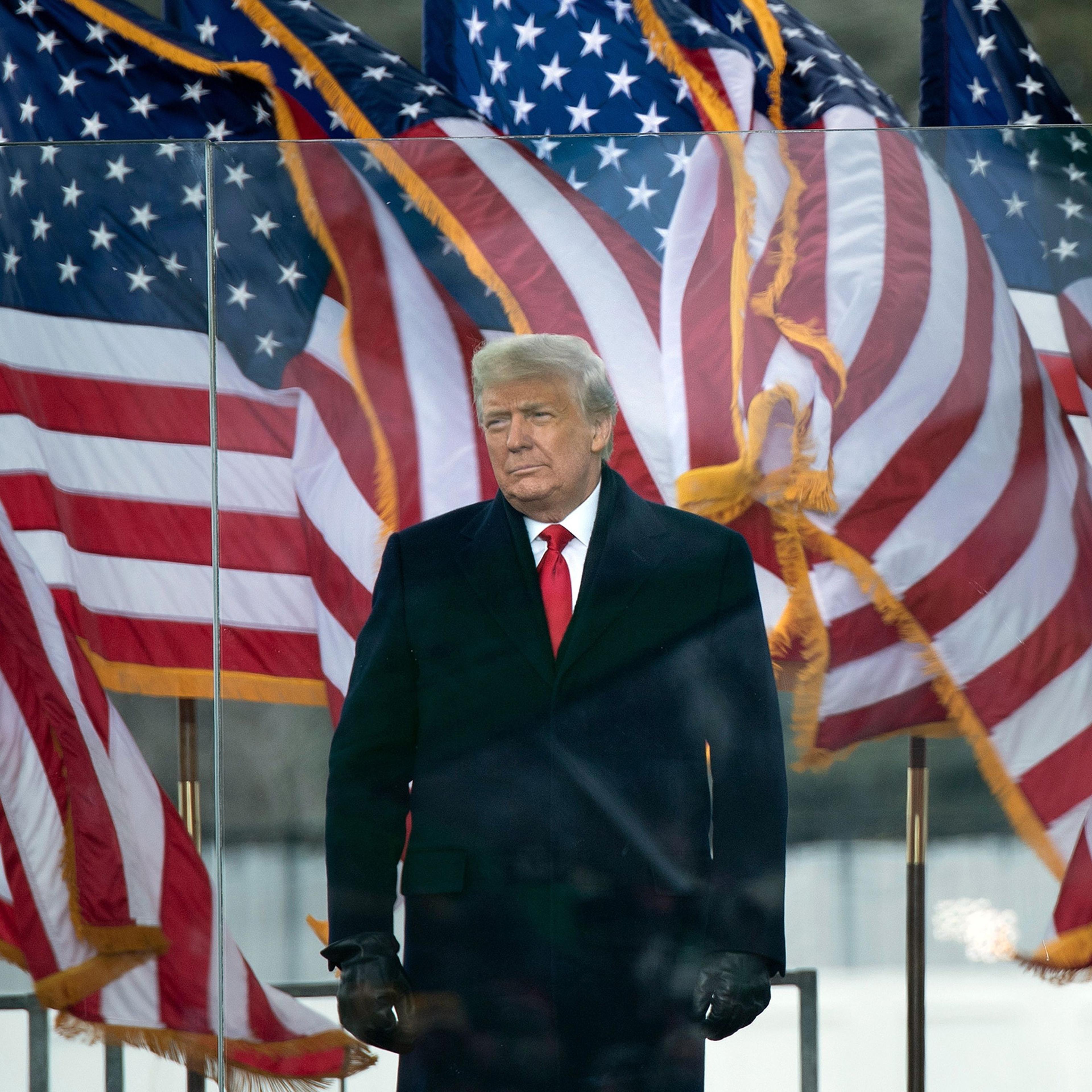 US President Donald Trump arrives to speak to supporters from The Ellipse near the White House in Washington, DC., on Jan. 6, 2021.