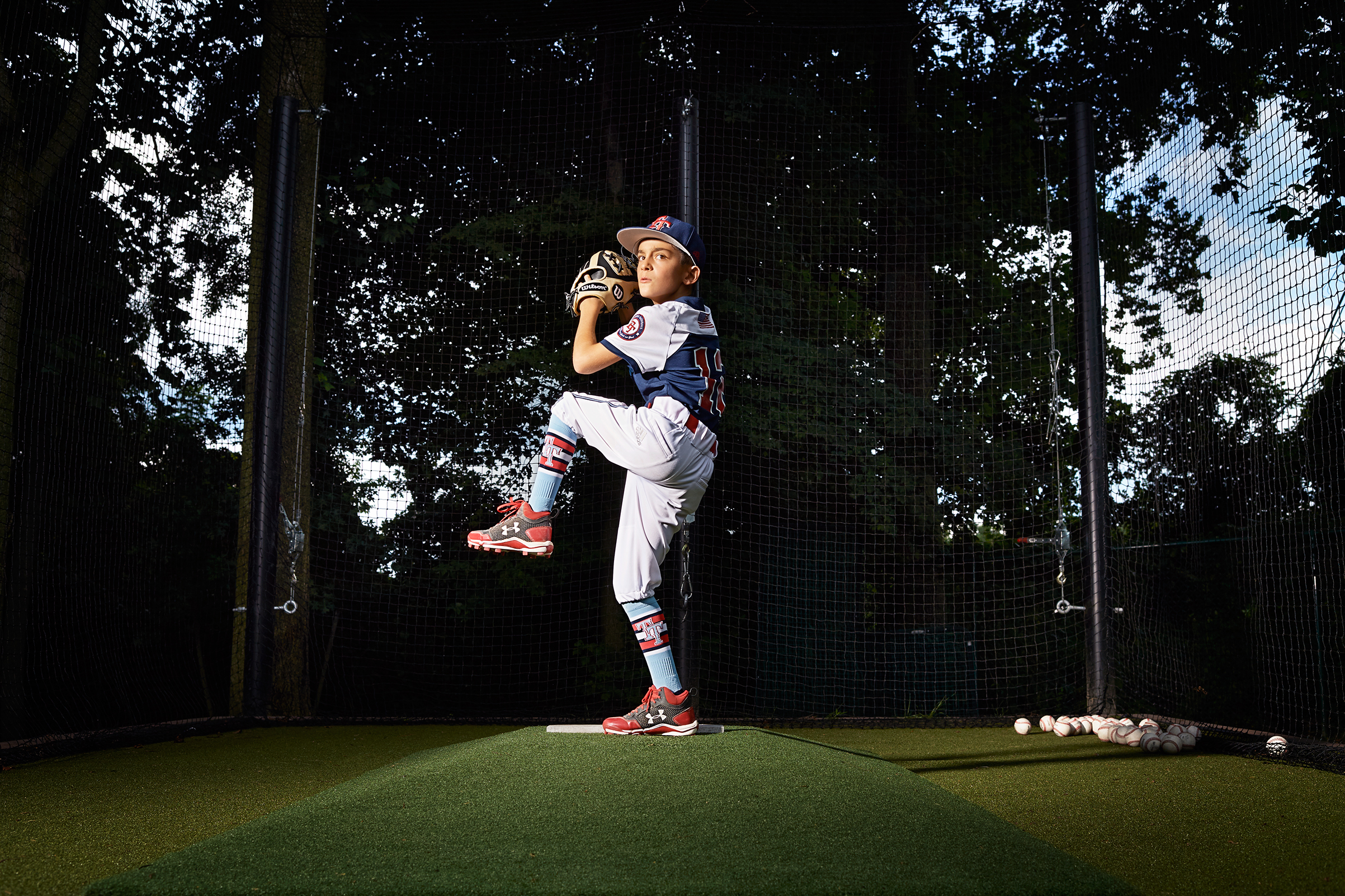 “I love working hard,” says Joey Erace, 10, who lives in southern New Jersey but has suited up for baseball teams based in California and Texas. His Instagram account  @joeybaseball12 has more than 24,000 followers. Here Joey is photographed at home in M