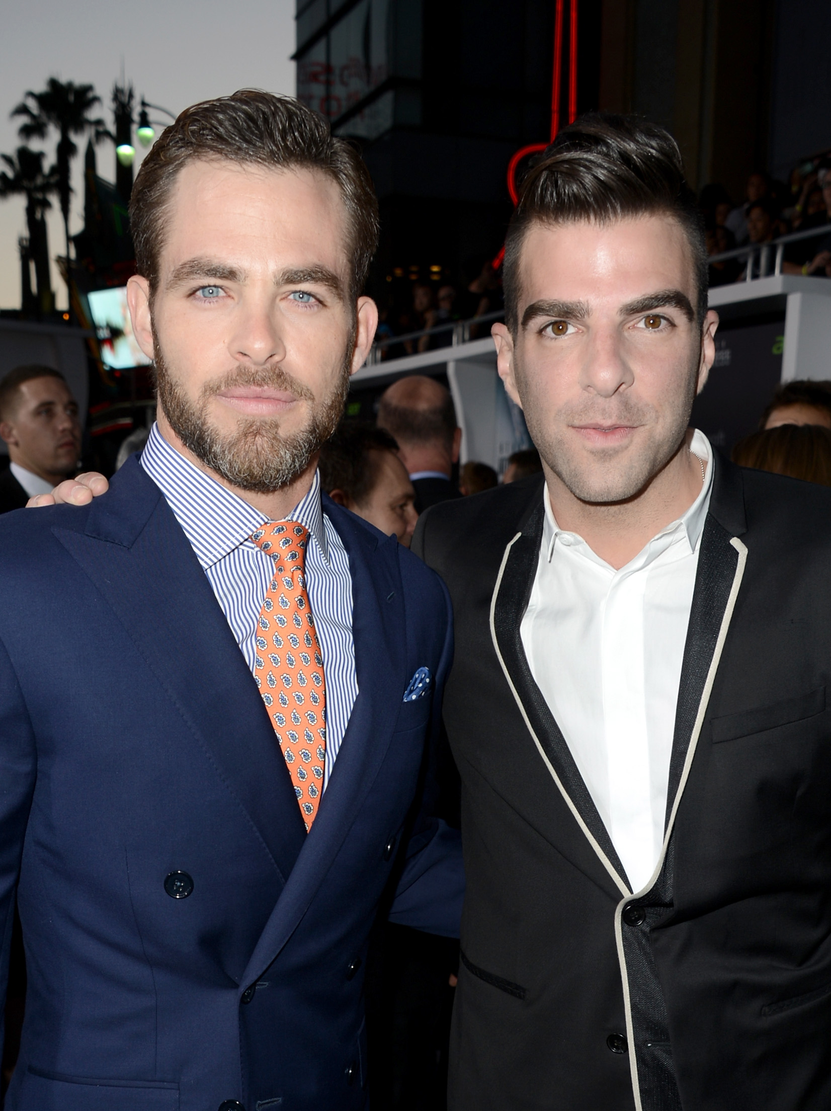 Chris Pine and Zachary Quinto at the Premiere of "Star Trek Into Darkness" on May 14, 2013 in Hollywood, California.